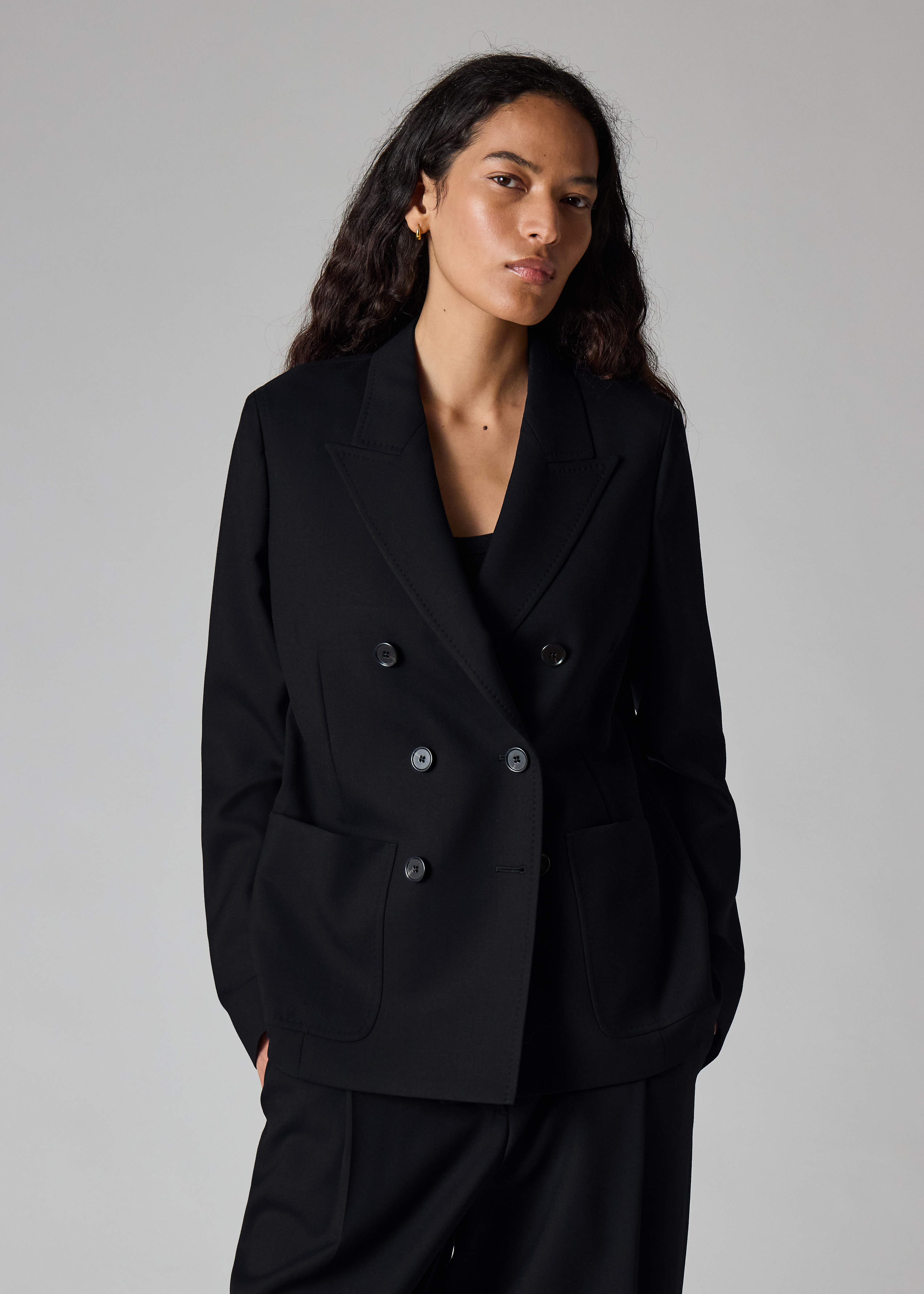 Women's A Suit To Travel In - Navy Unlined Double-Breasted Wool Blazer