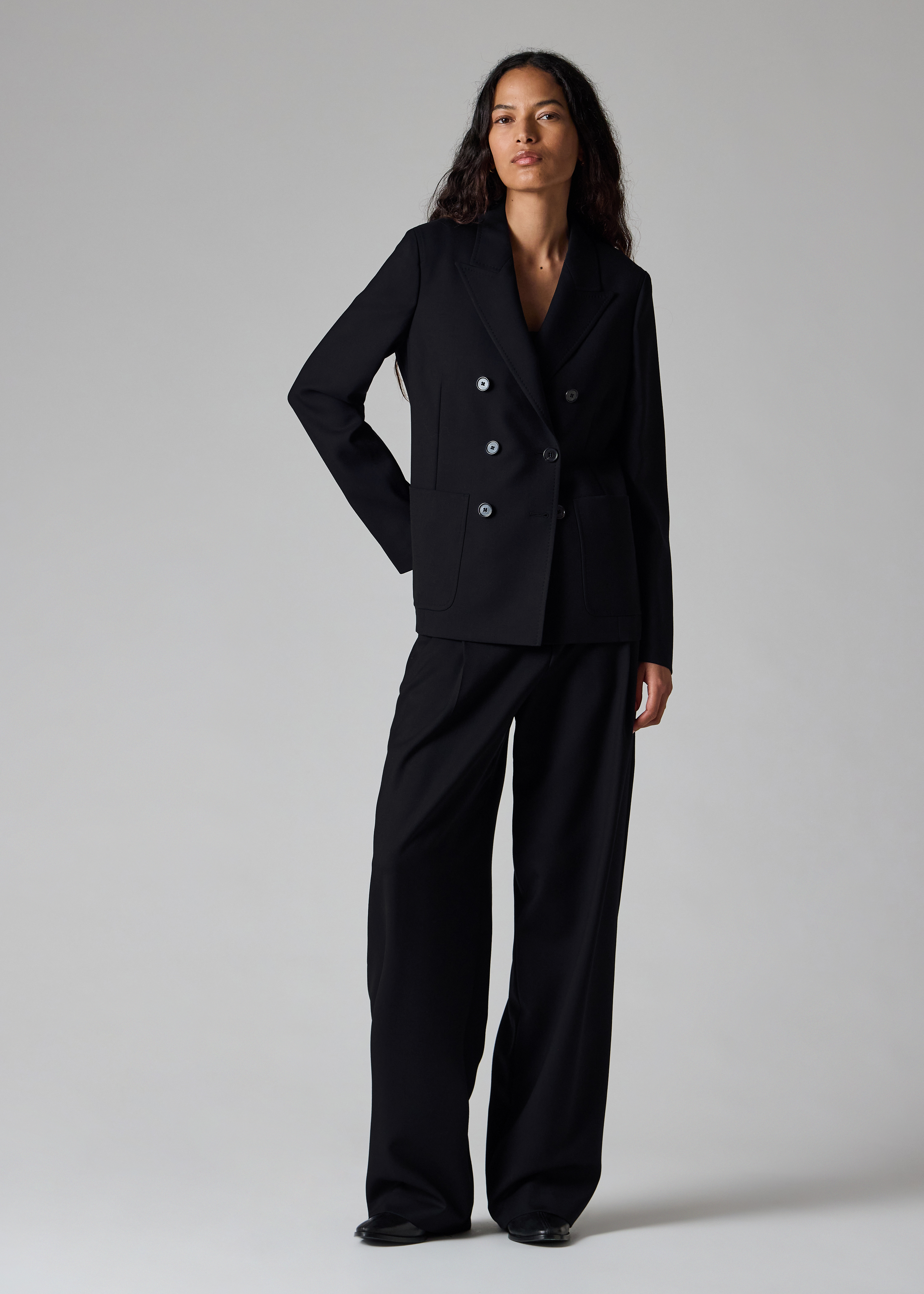 Women's A Suit To Travel In - Navy Unlined Double-Breasted Wool Blazer