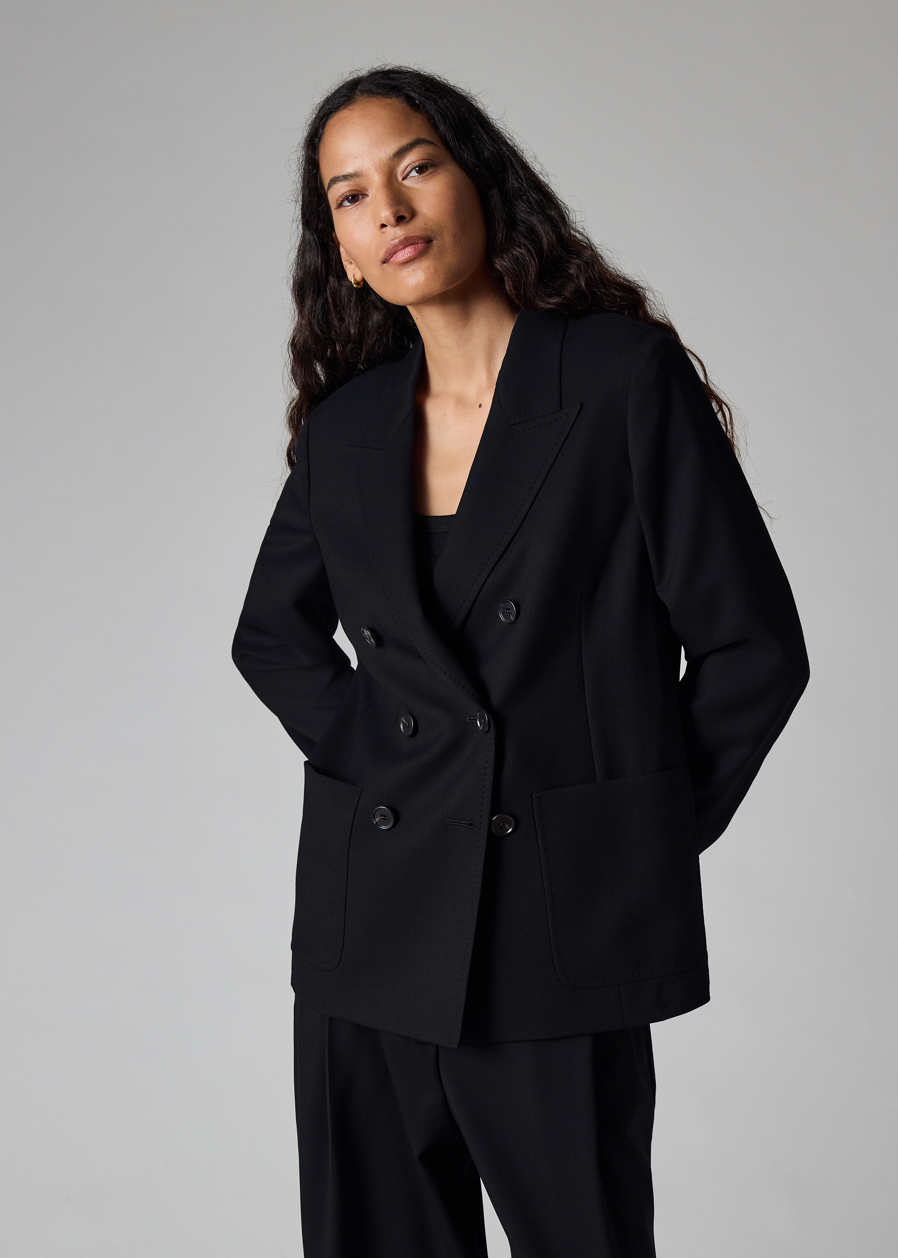 Women's A Suit To Travel In - Navy Unlined Double-Breasted Wool Blazer