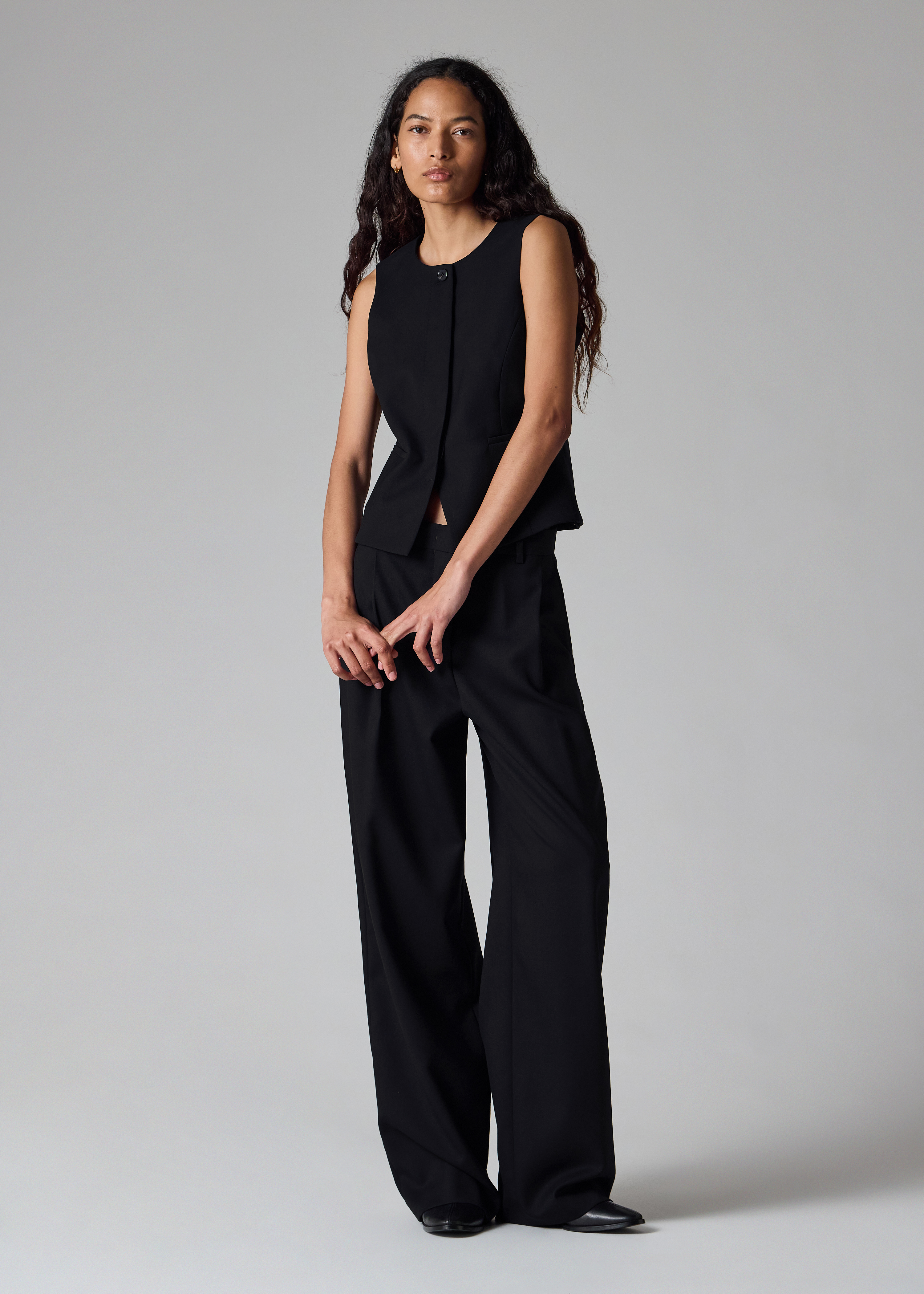 A Suit To Travel In - Women's Navy Wool Asymmetric Waistcoat
