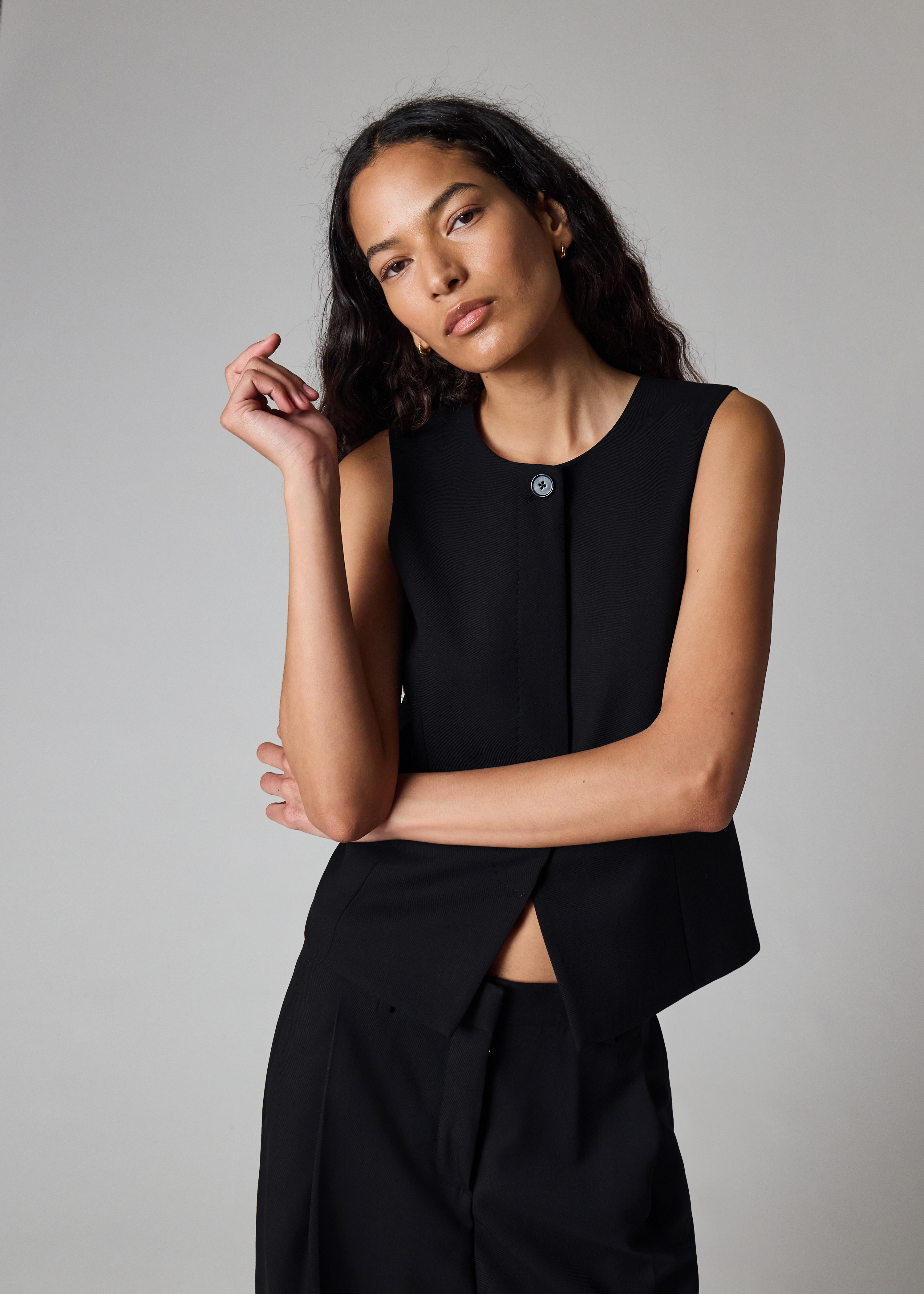 A Suit To Travel In - Women's Navy Wool Asymmetric Waistcoat