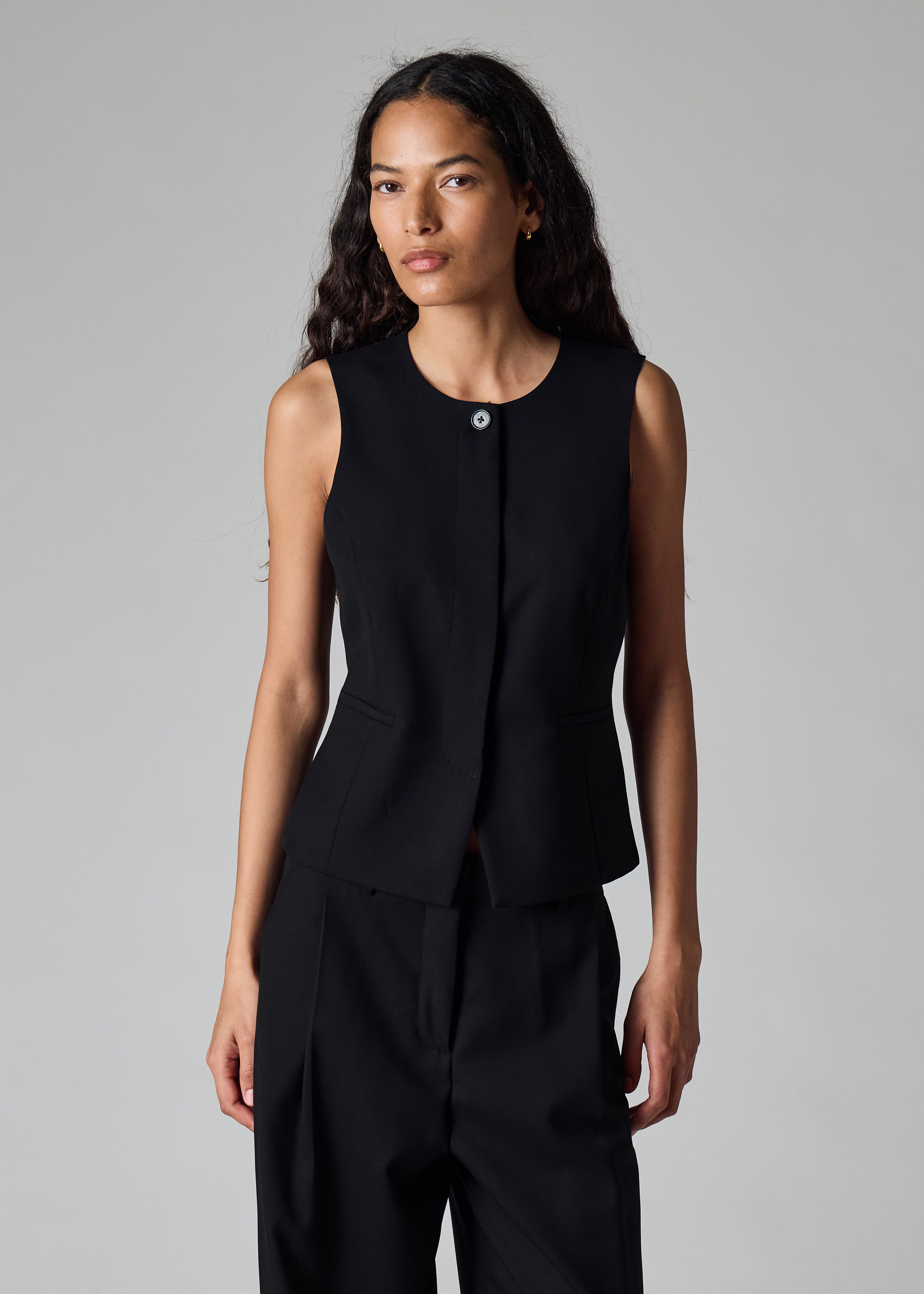 A Suit To Travel In - Women's Navy Wool Asymmetric Waistcoat