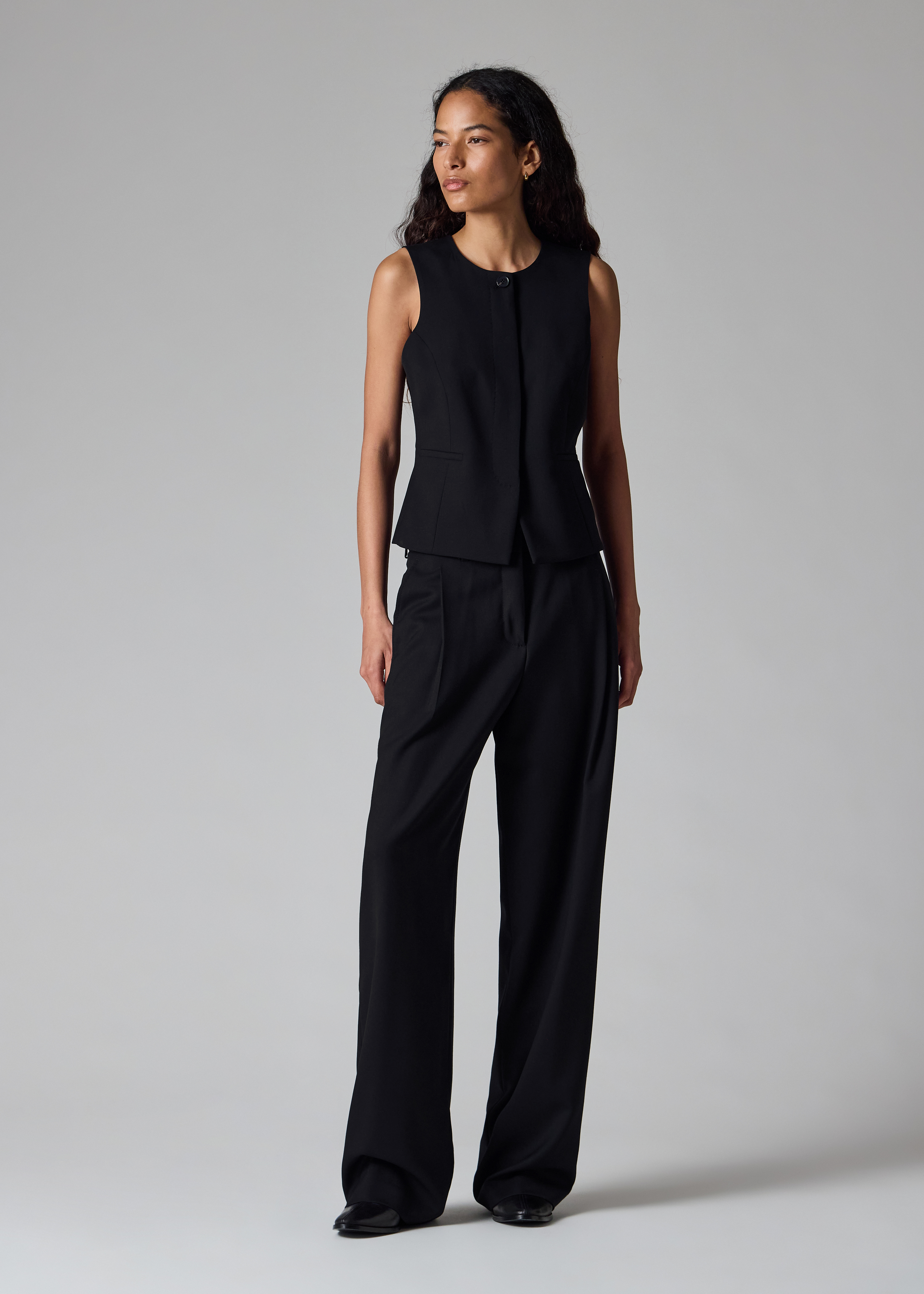 A Suit To Travel In - Women's Navy Wool Asymmetric Waistcoat