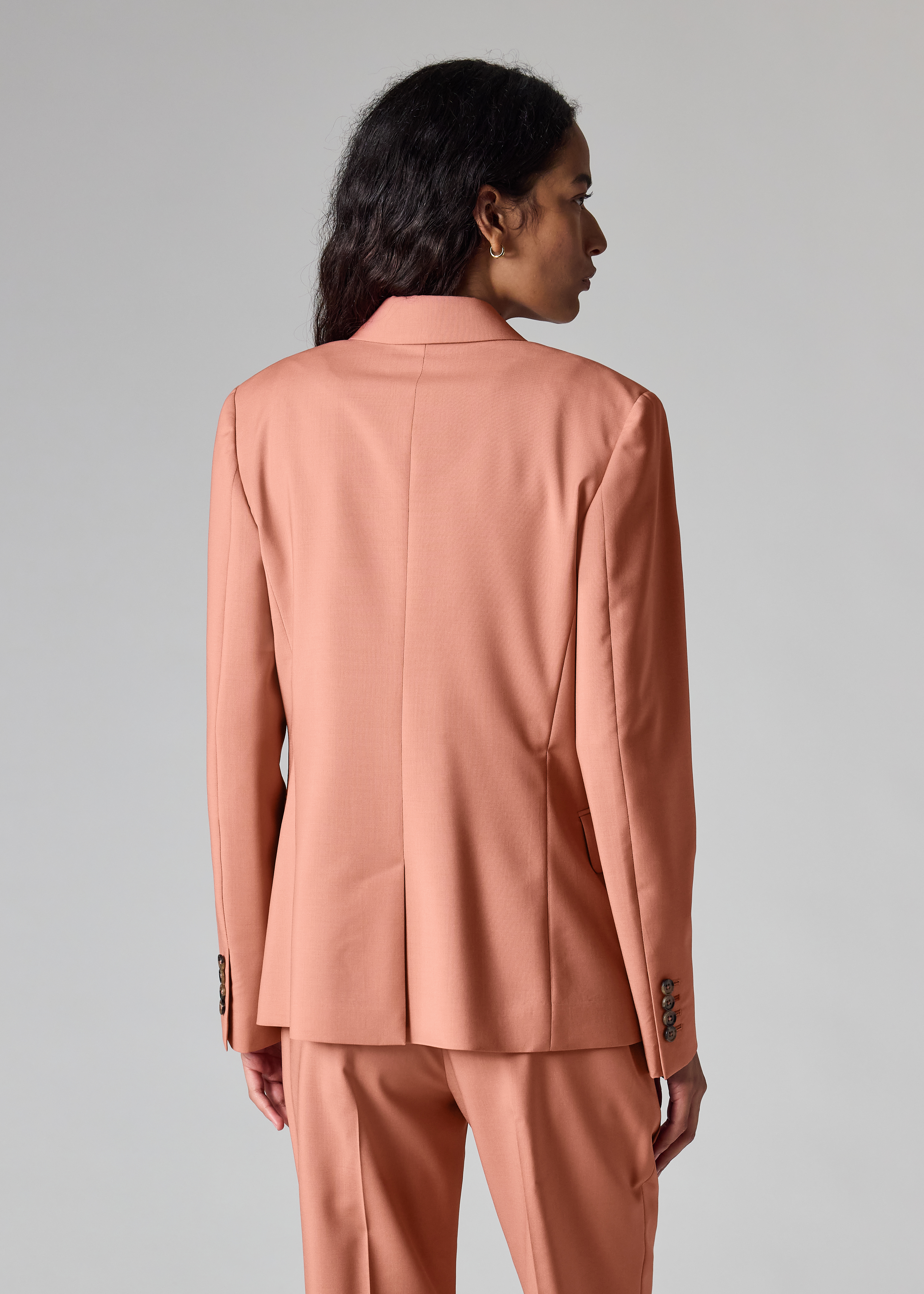 Women's Peach Mohair-Blend Double Breasted Blazer