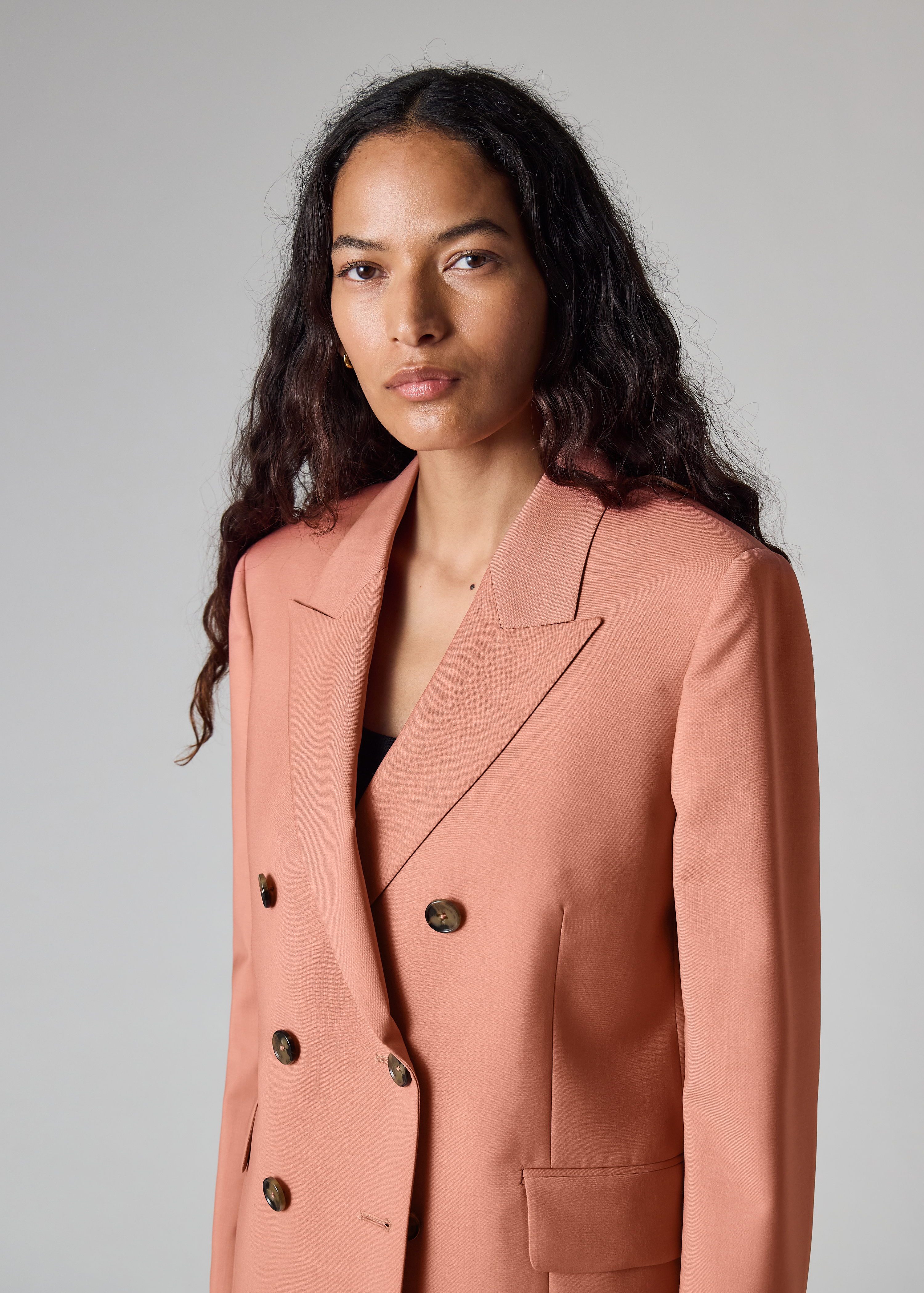 Women's Peach Mohair-Blend Double Breasted Blazer