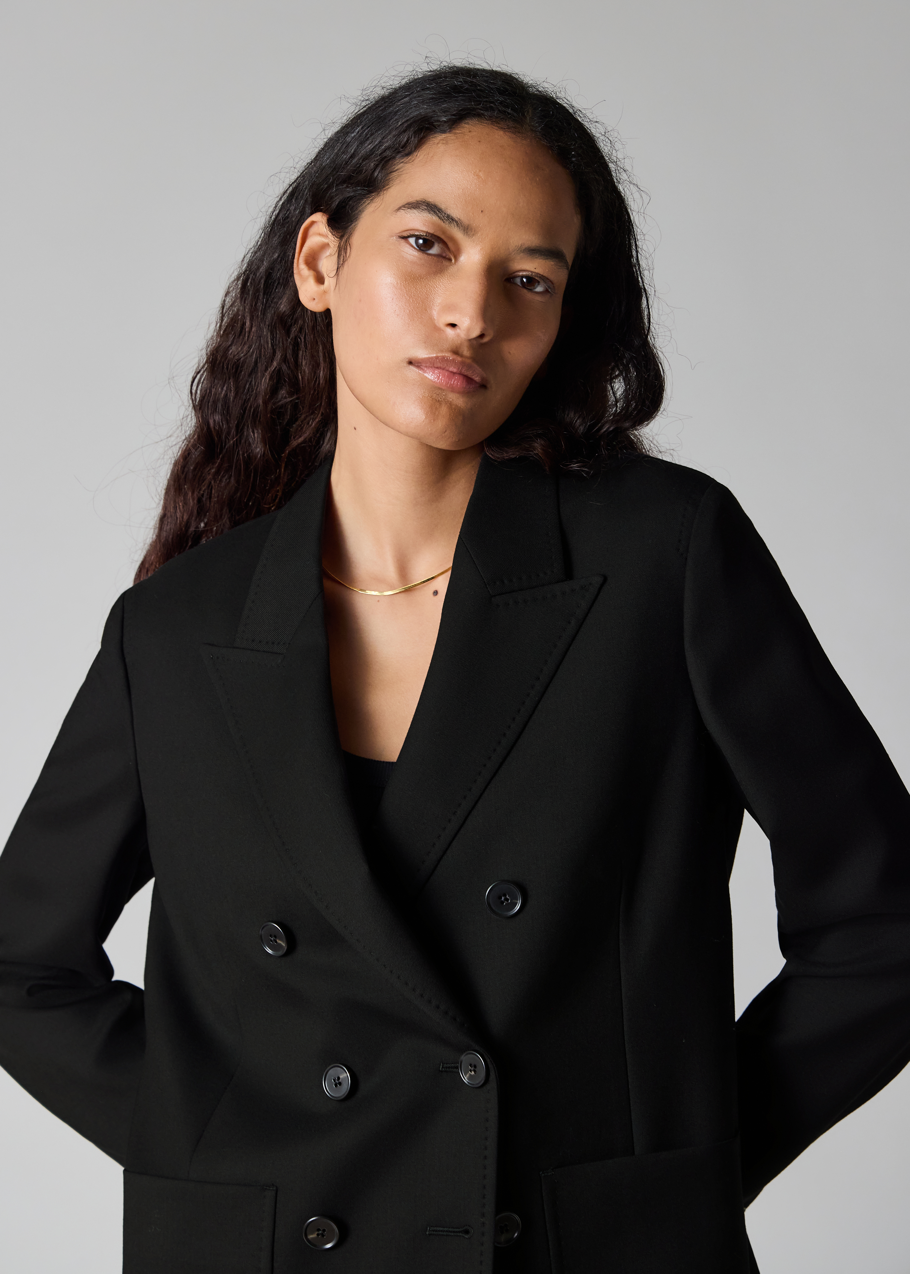 Women's A Suit To Travel In - Black Unlined Double-Breasted Wool Blazer
