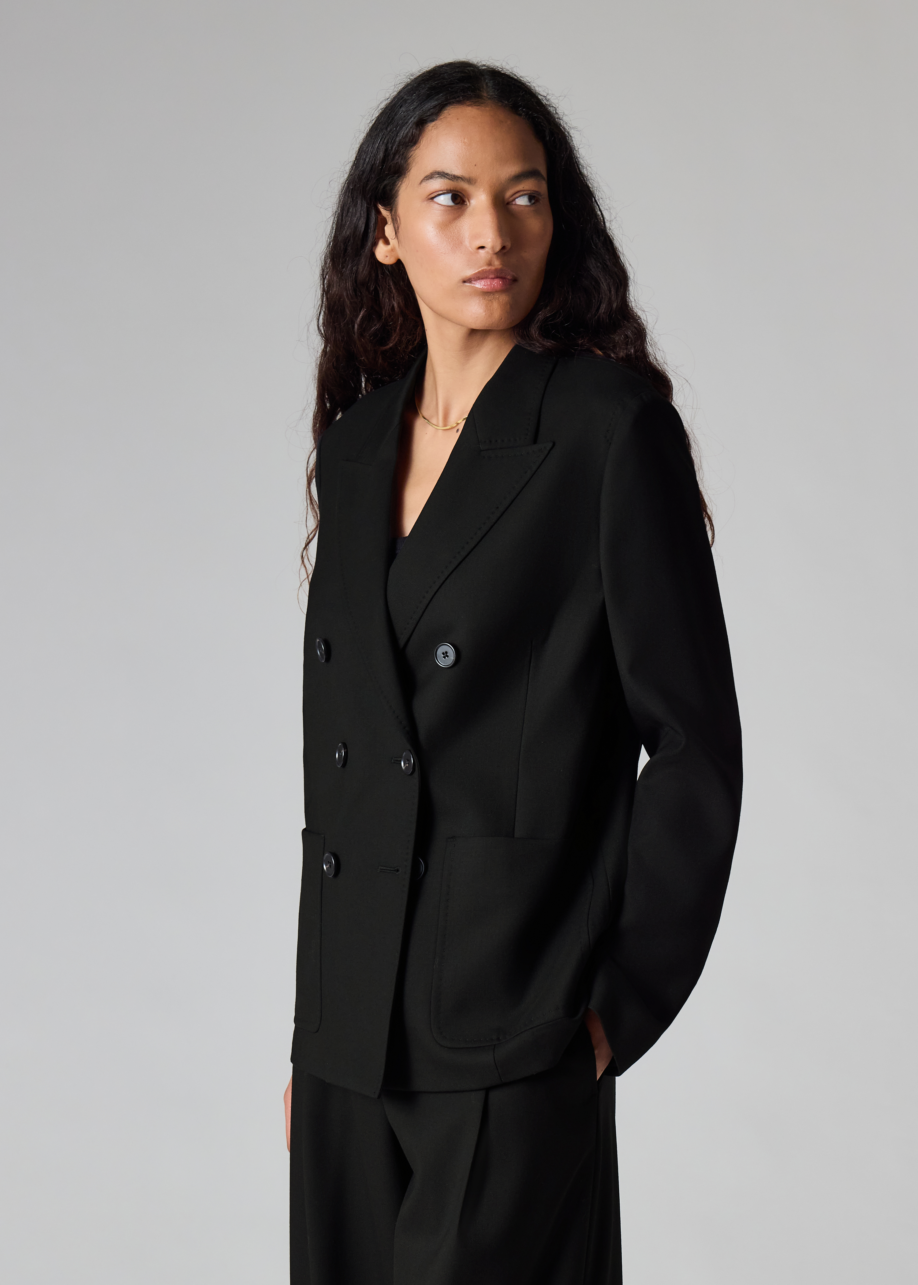 Women's A Suit To Travel In - Black Unlined Double-Breasted Wool Blazer