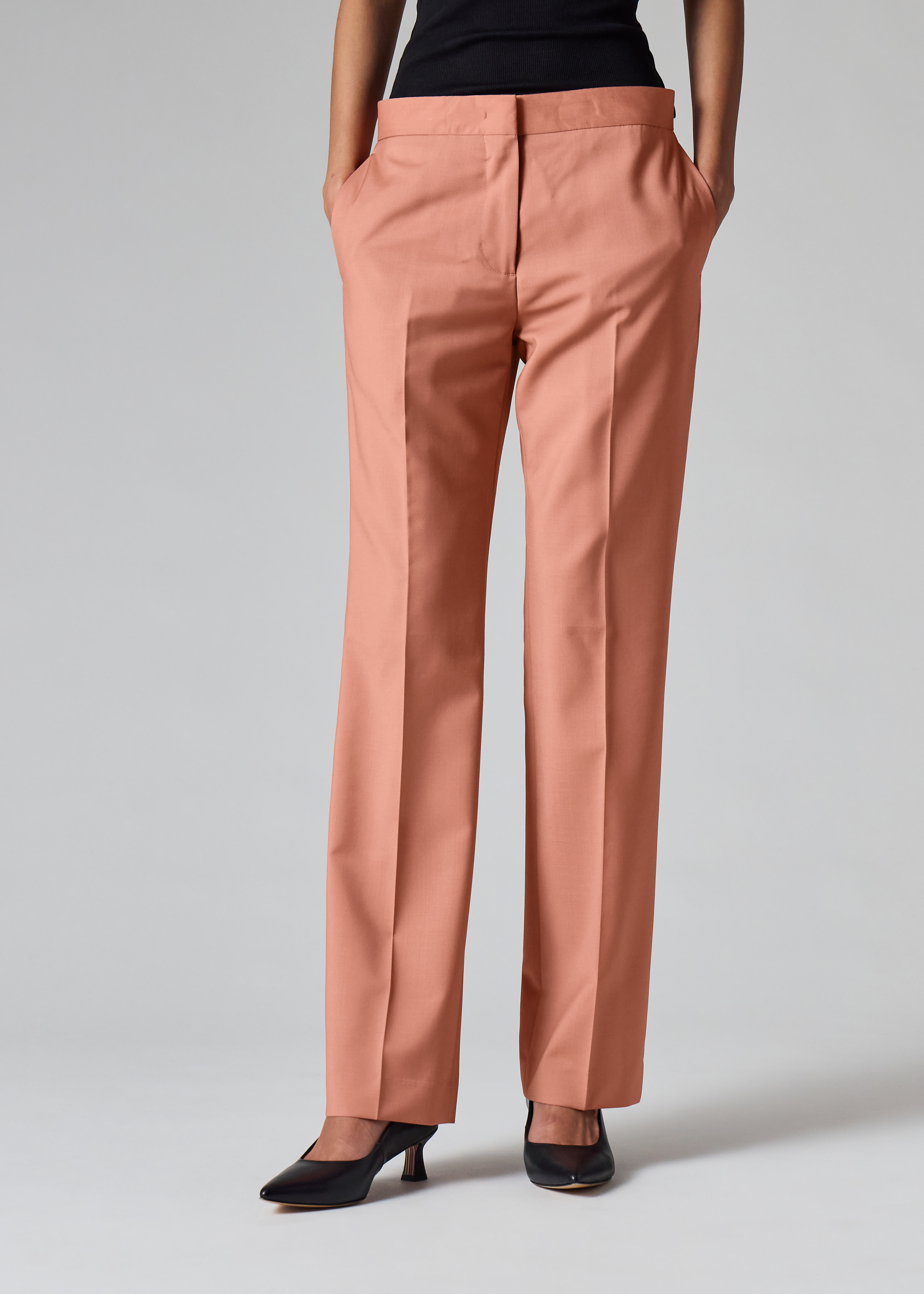 Women's Pink Slim-Fit Wool-Mohair Trousers