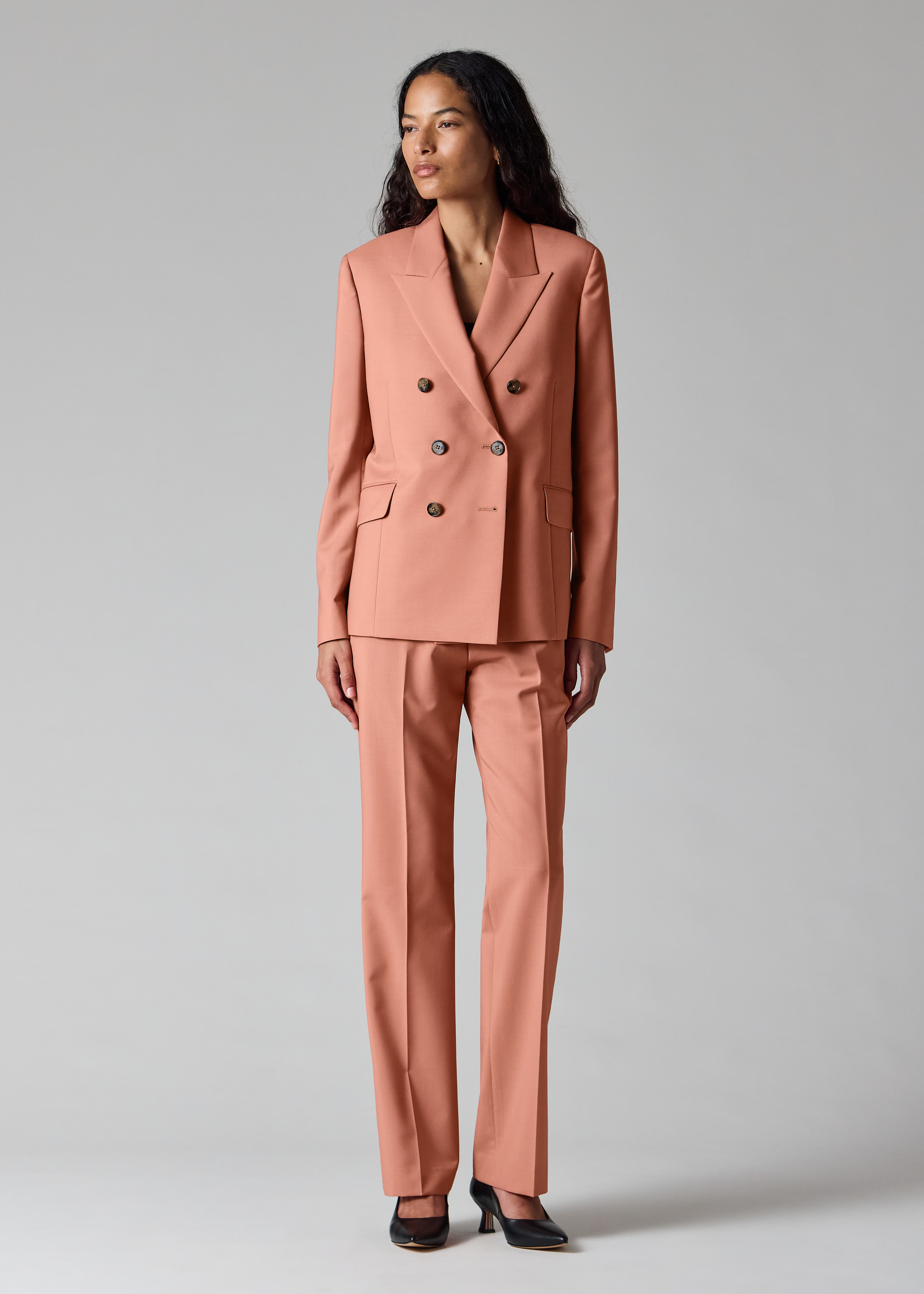 Women's Pink Slim-Fit Wool-Mohair Trousers