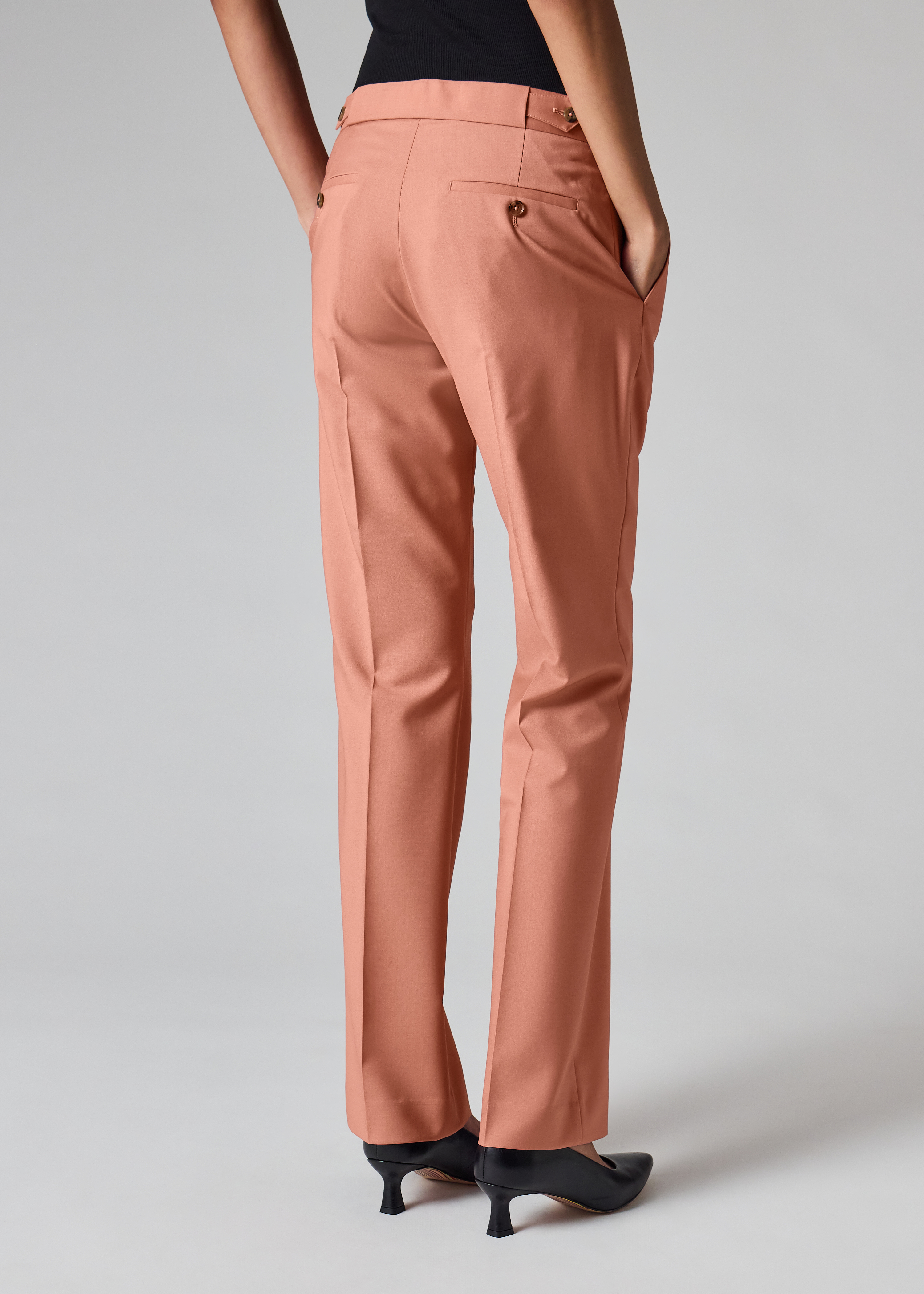 Women's Pink Slim-Fit Wool-Mohair Trousers