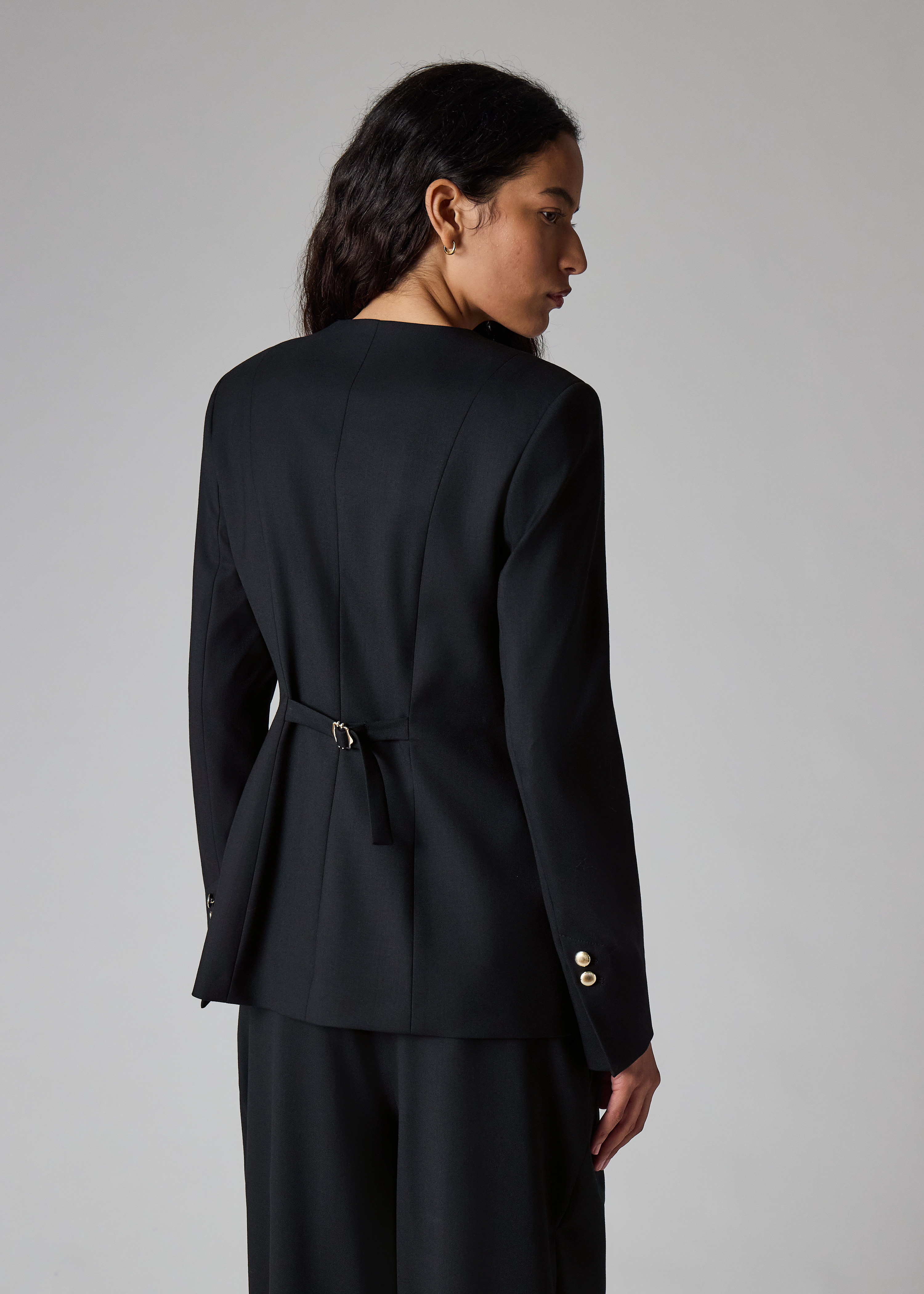 Women's A Suit To Travel In - Navy Collarless Tailored Blazer