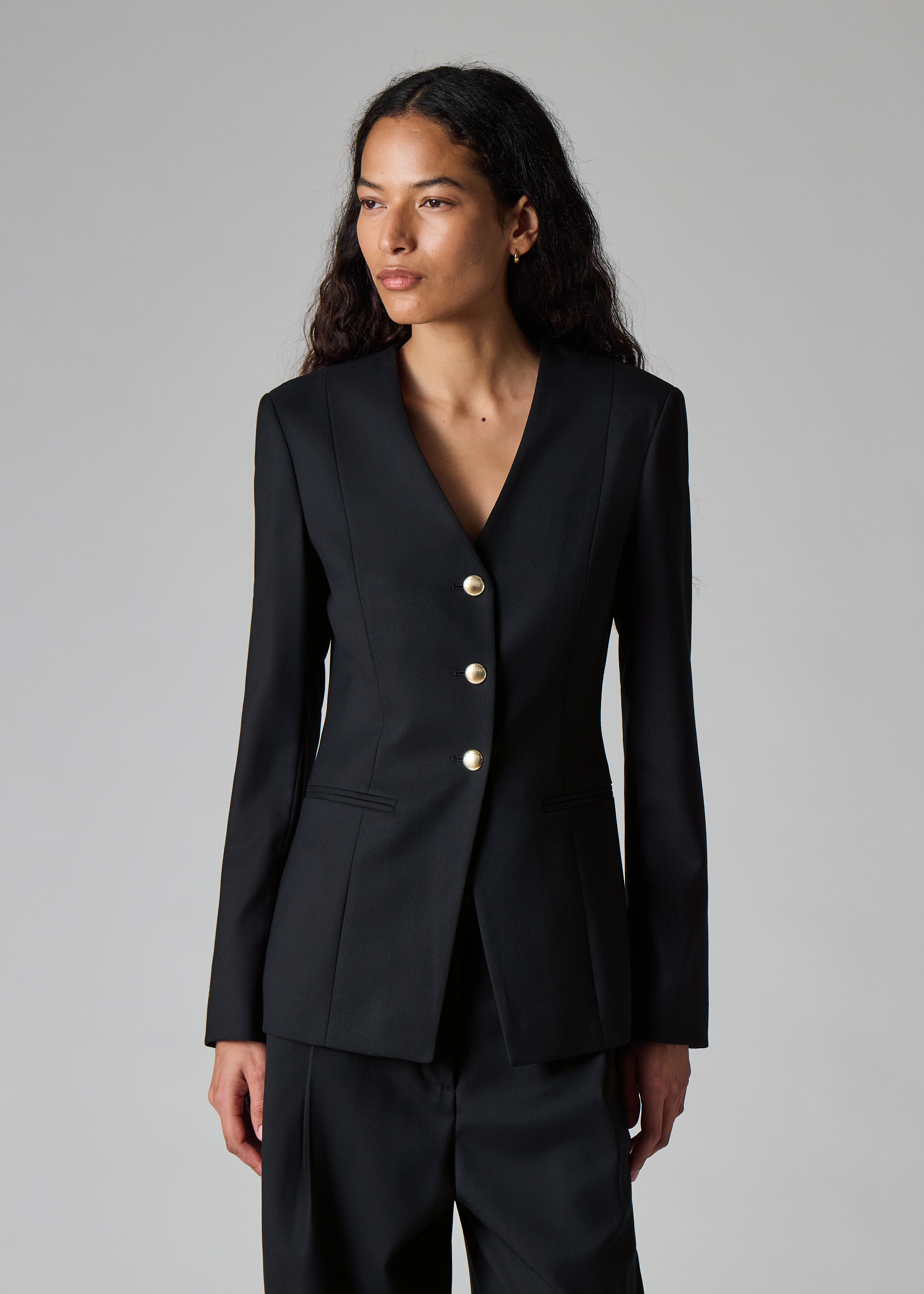 Women's A Suit To Travel In - Navy Collarless Tailored Blazer
