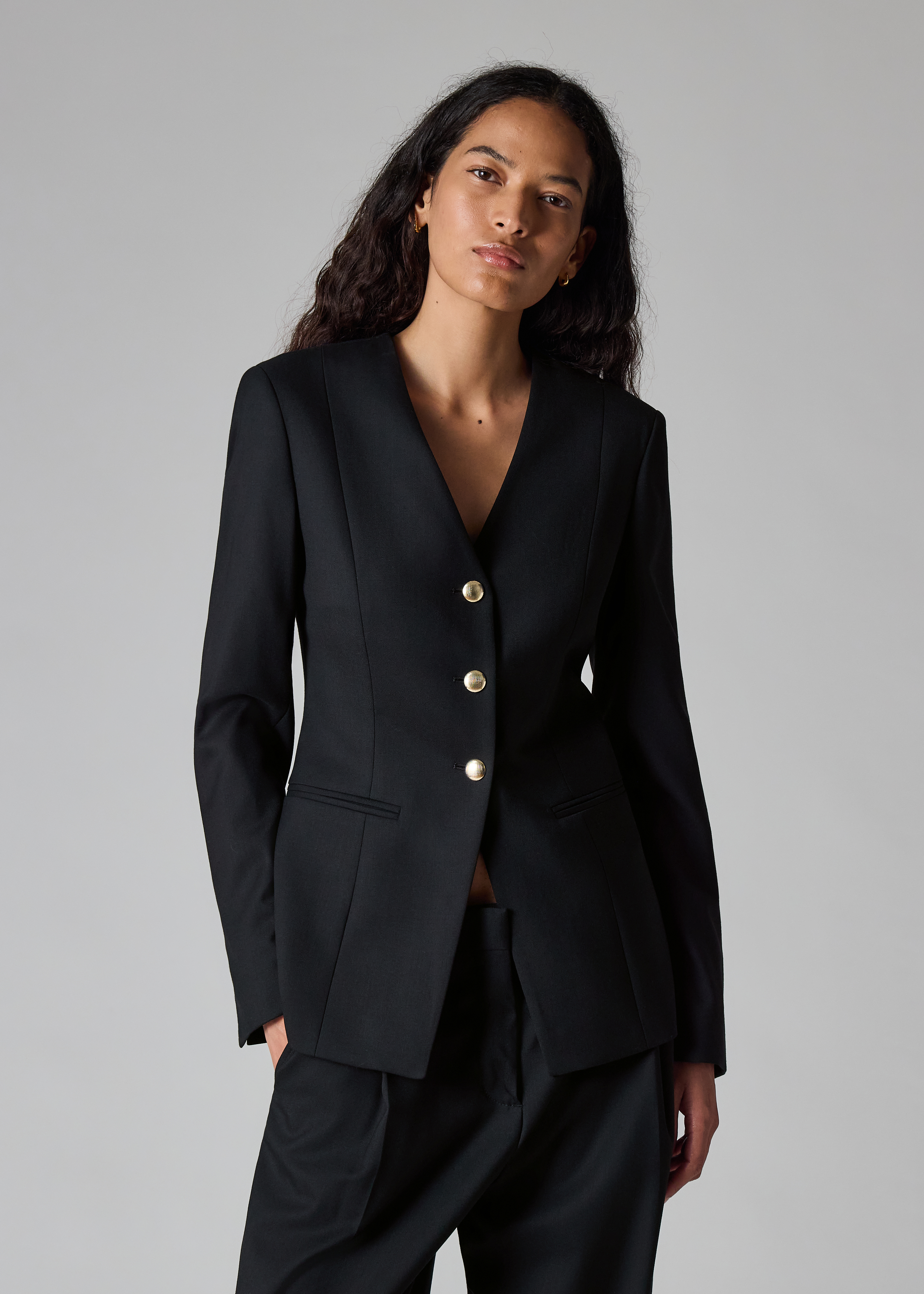 Women's A Suit To Travel In - Navy Collarless Tailored Blazer