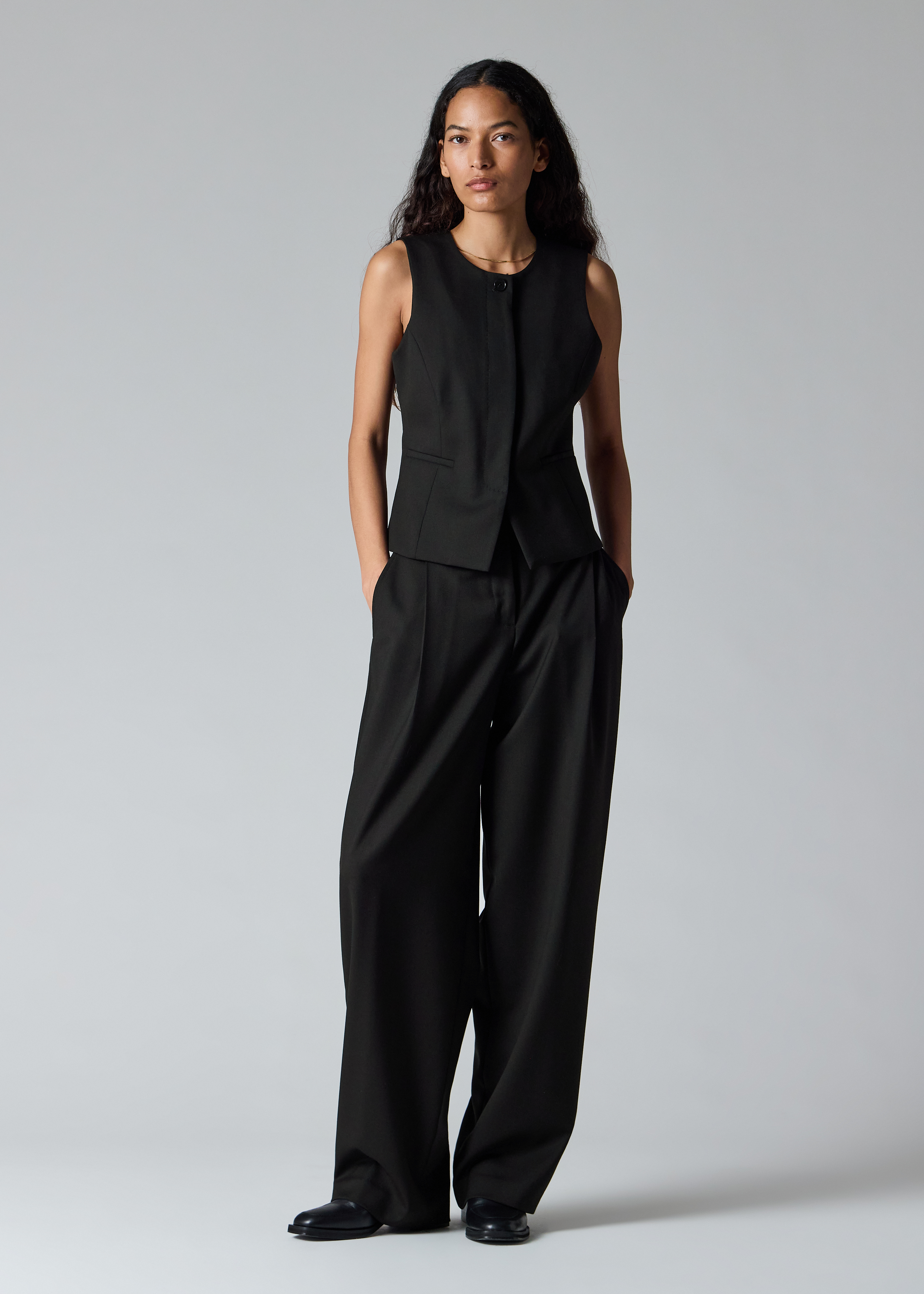 A Suit To Travel In - Women's Black Wool Asymmetric Waistcoat