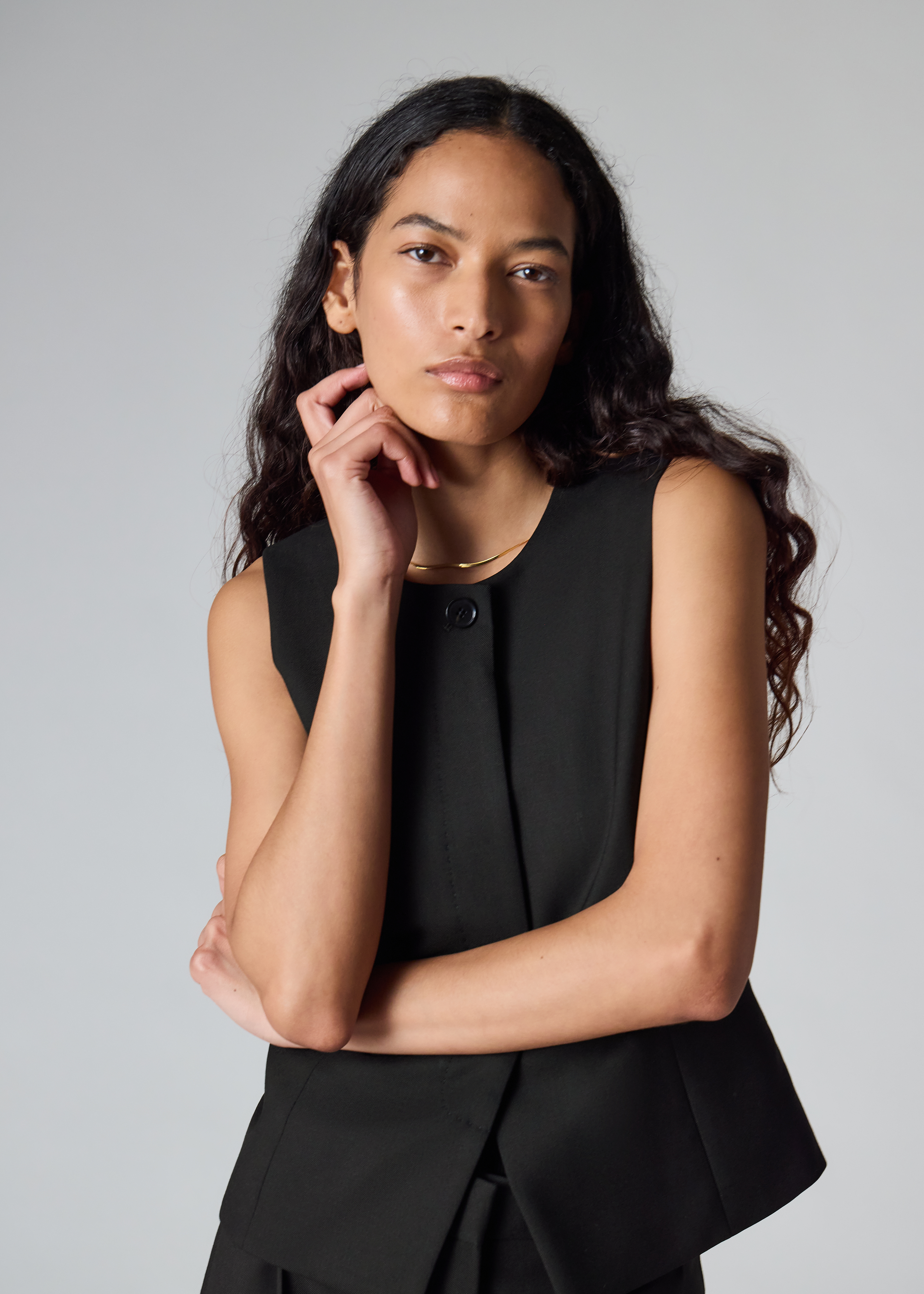 A Suit To Travel In - Women's Black Wool Asymmetric Waistcoat