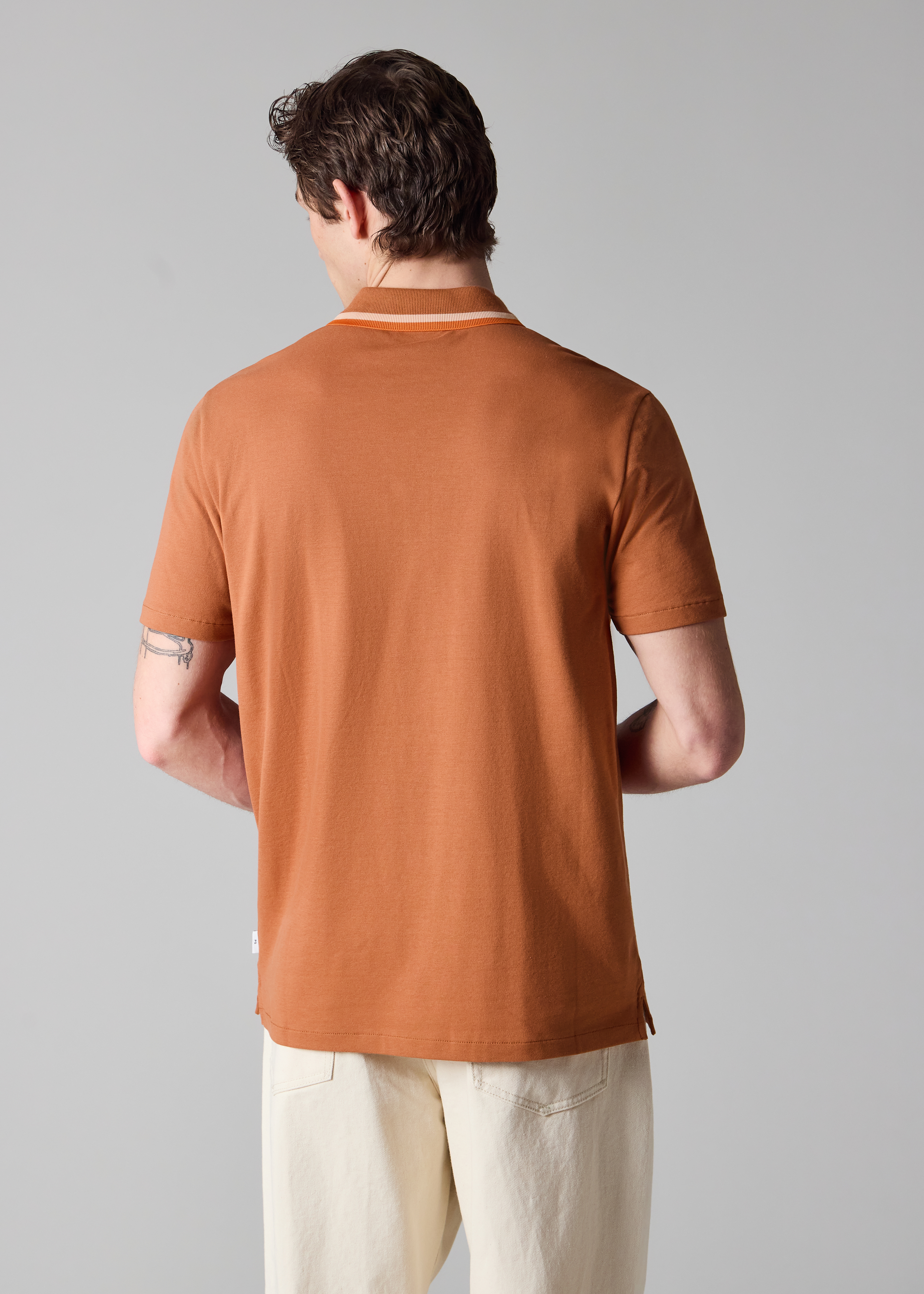 Rust Contrast Tipping Zip Polo Shirt
