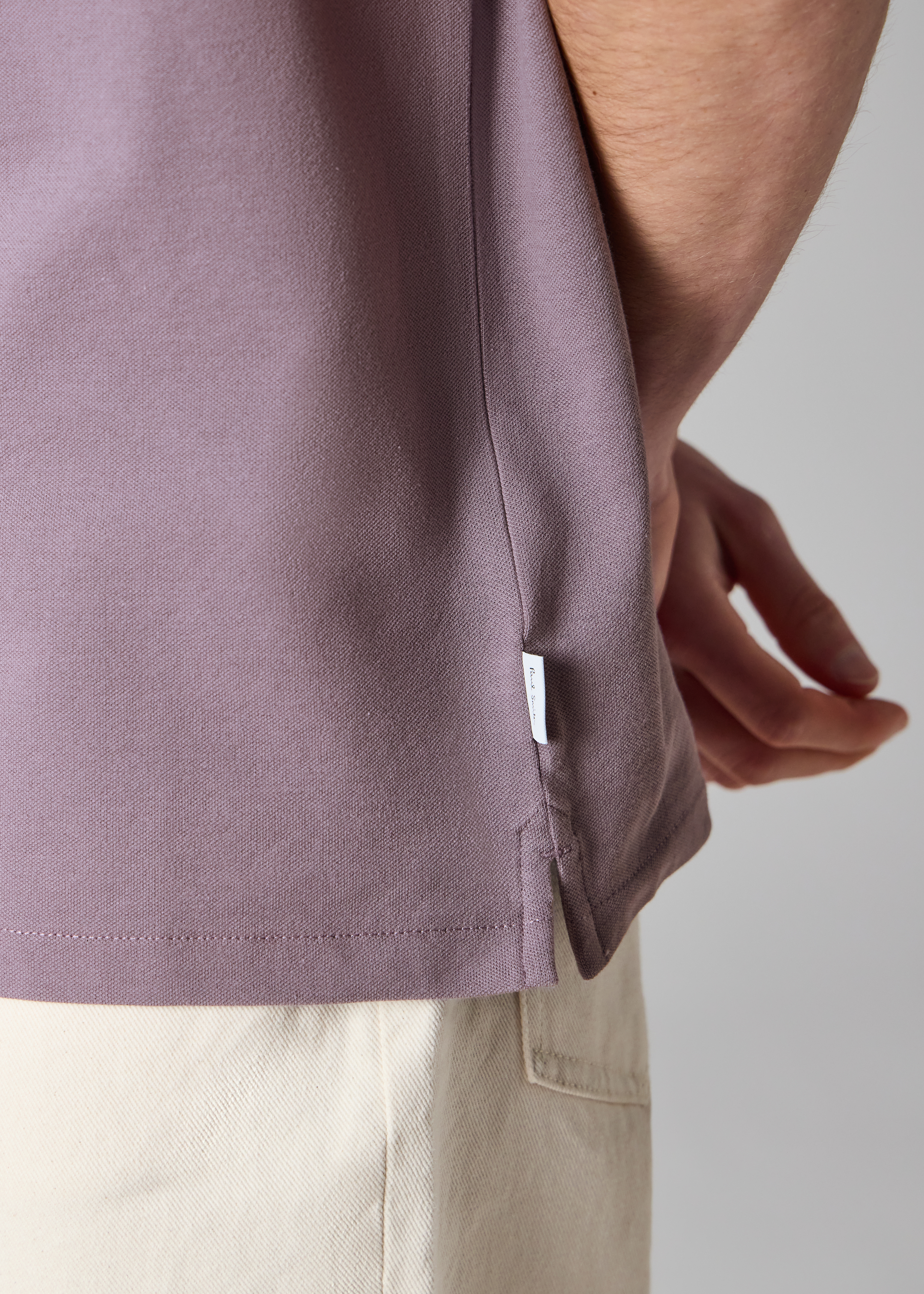 Washed Mauve Contrast Tipping Zip Polo Shirt