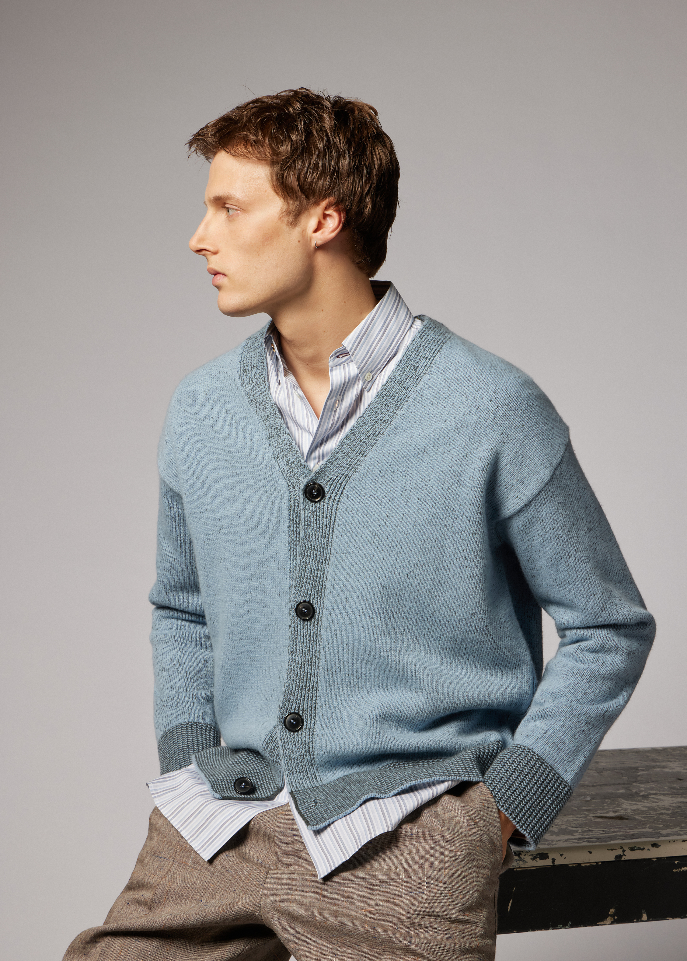 Light Blue Lambswool Cardigan