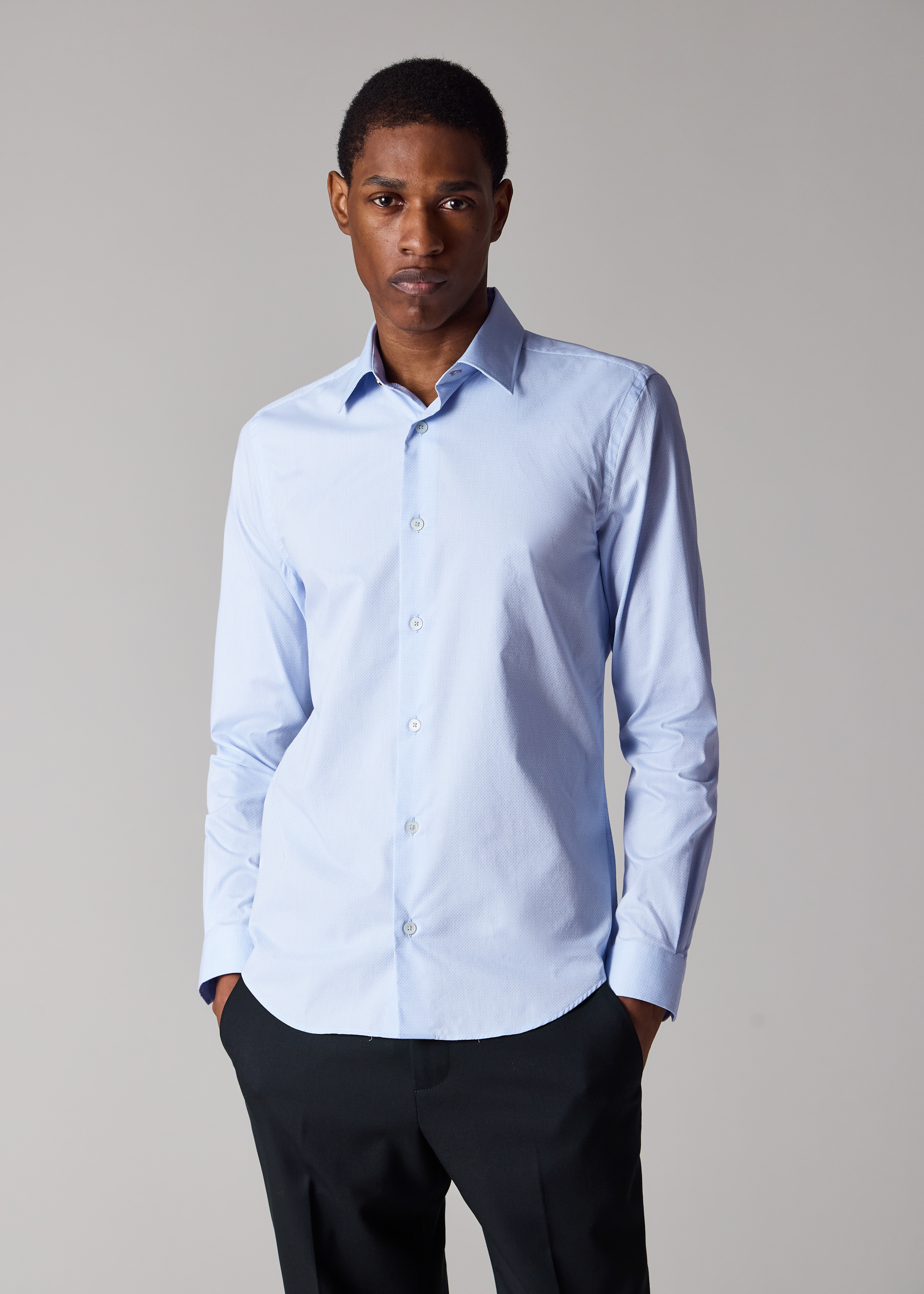 Super Slim-Fit Sky Blue Pin-Dot Easy Care Shirt