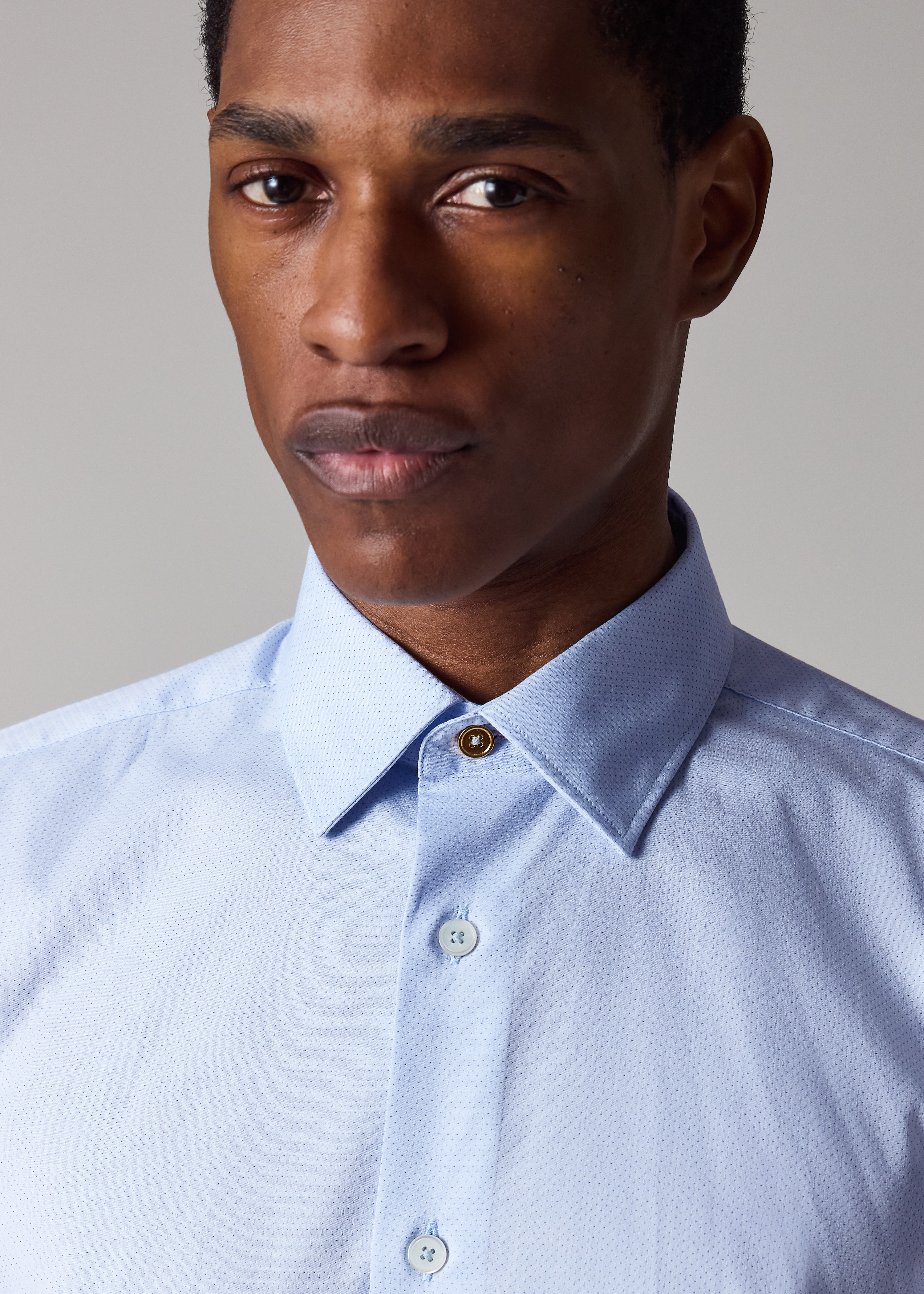 Super Slim-Fit Sky Blue Pin-Dot Easy Care Shirt