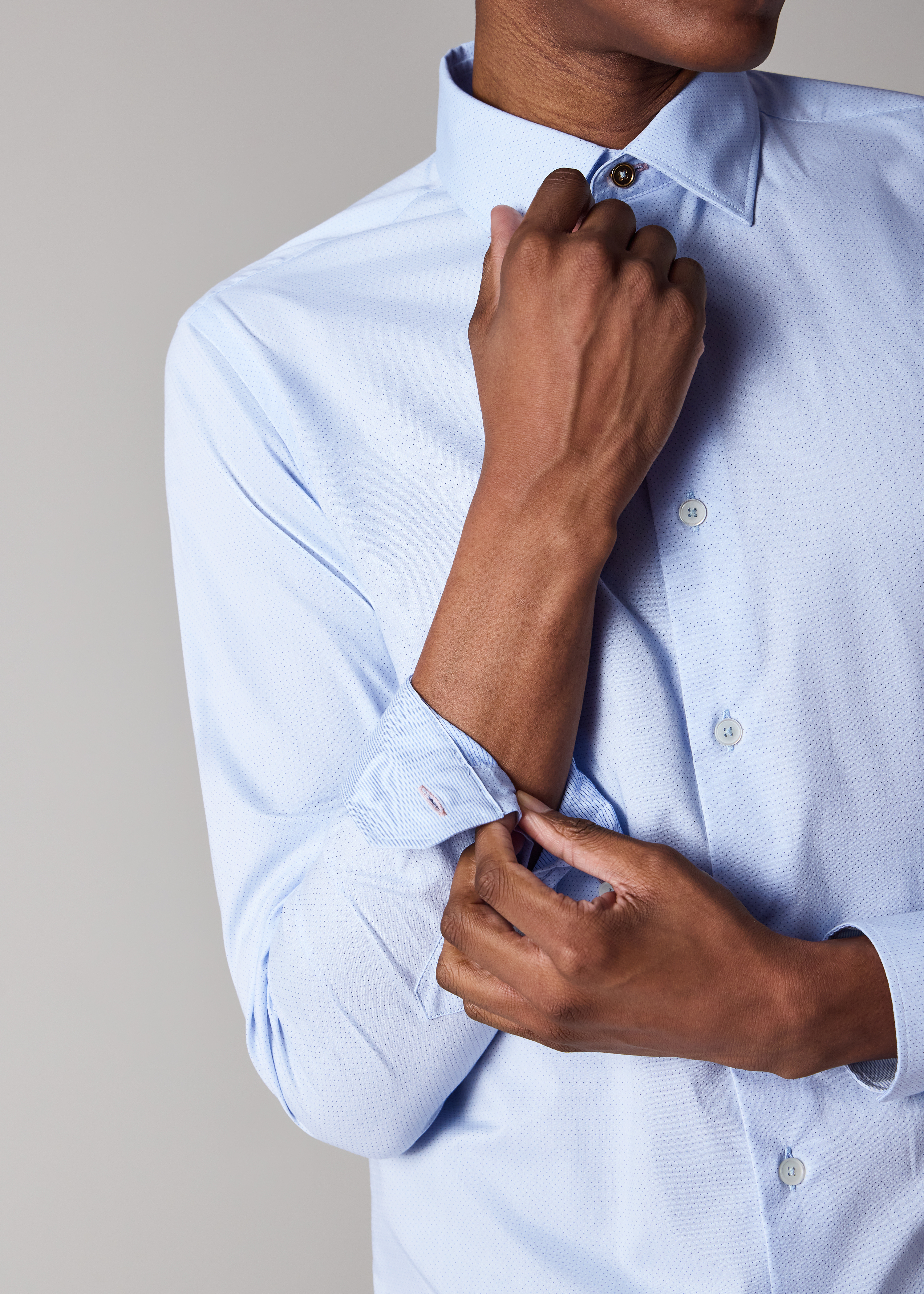 Super Slim-Fit Sky Blue Pin-Dot Easy Care Shirt