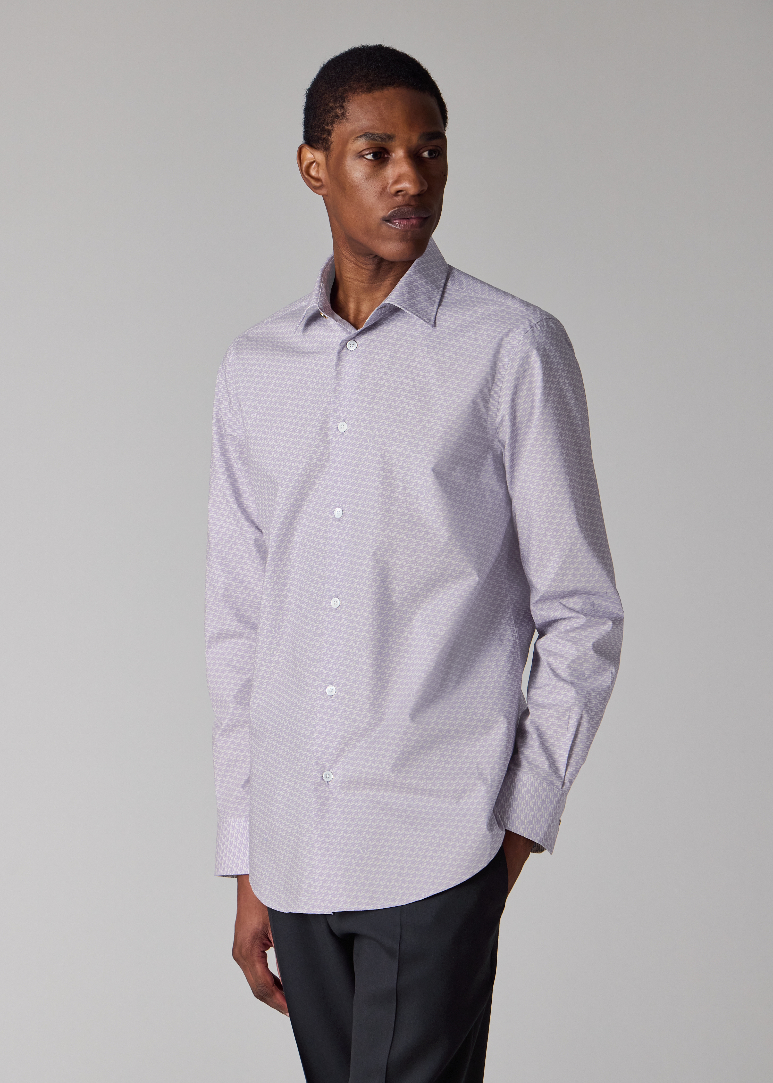 Tailored-Fit Lilac 'Cars and Camels' Shirt