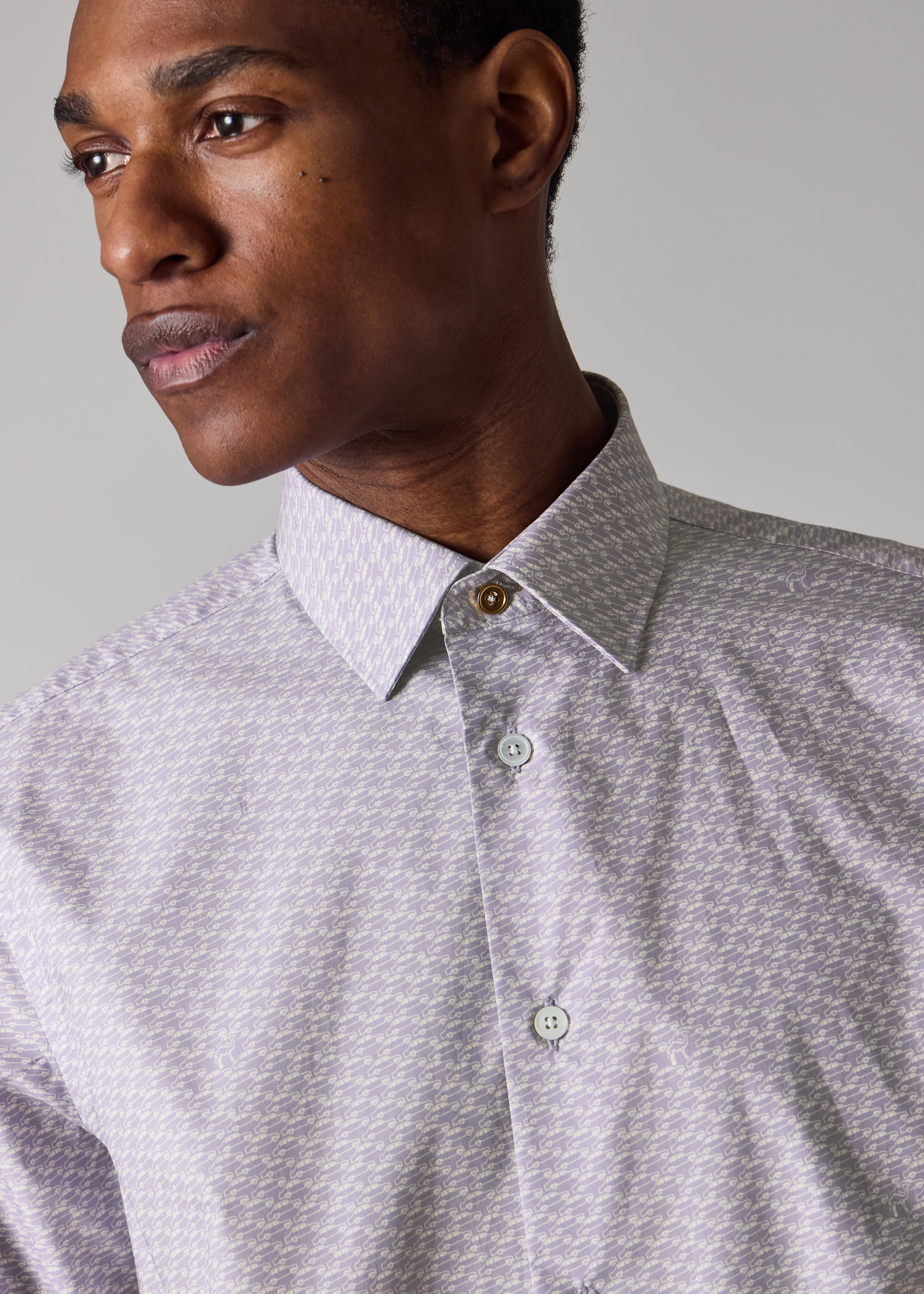 Tailored-Fit Lilac 'Cars and Camels' Shirt