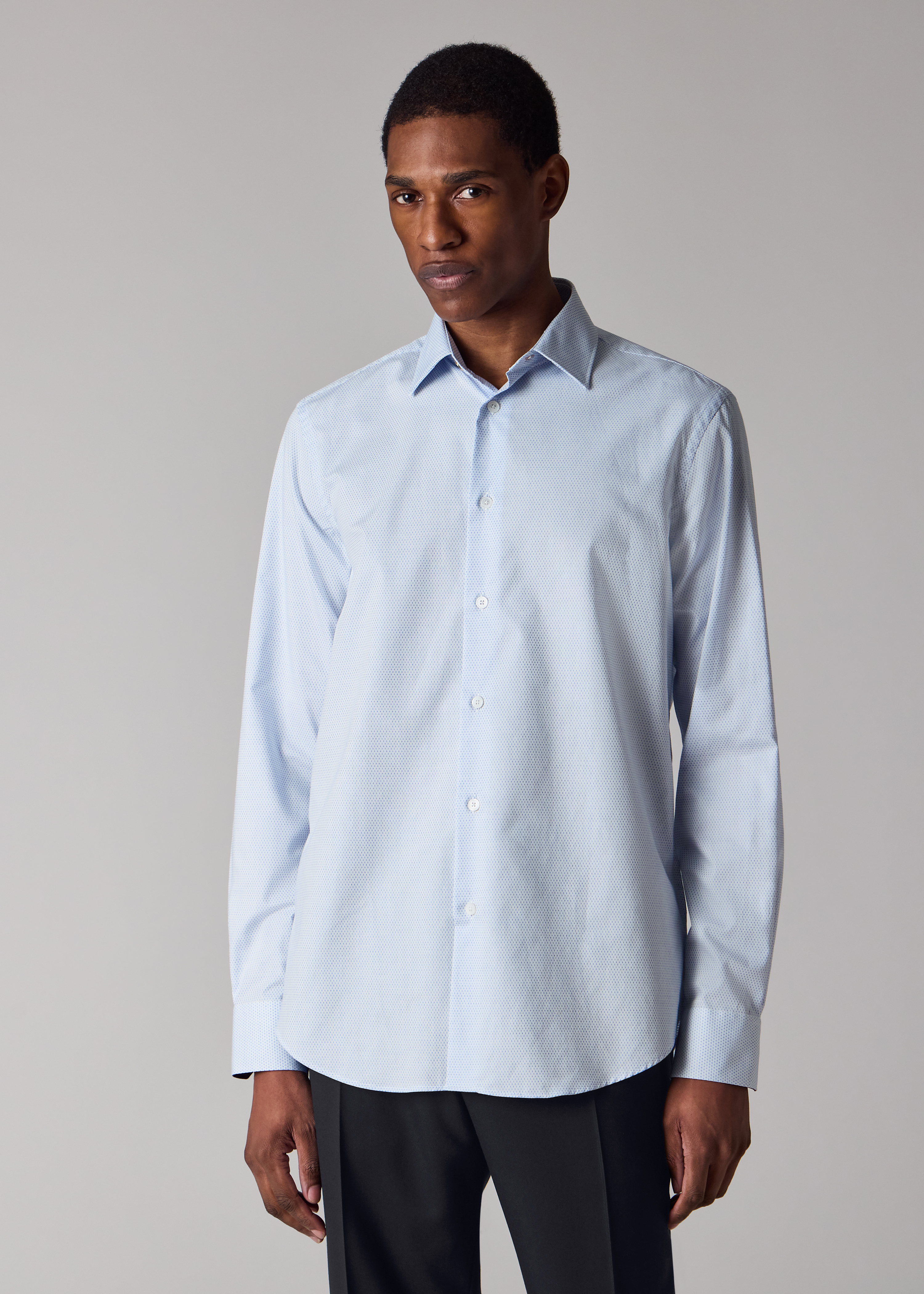 Tailored-Fit Light Blue Dot Easy Care Shirt