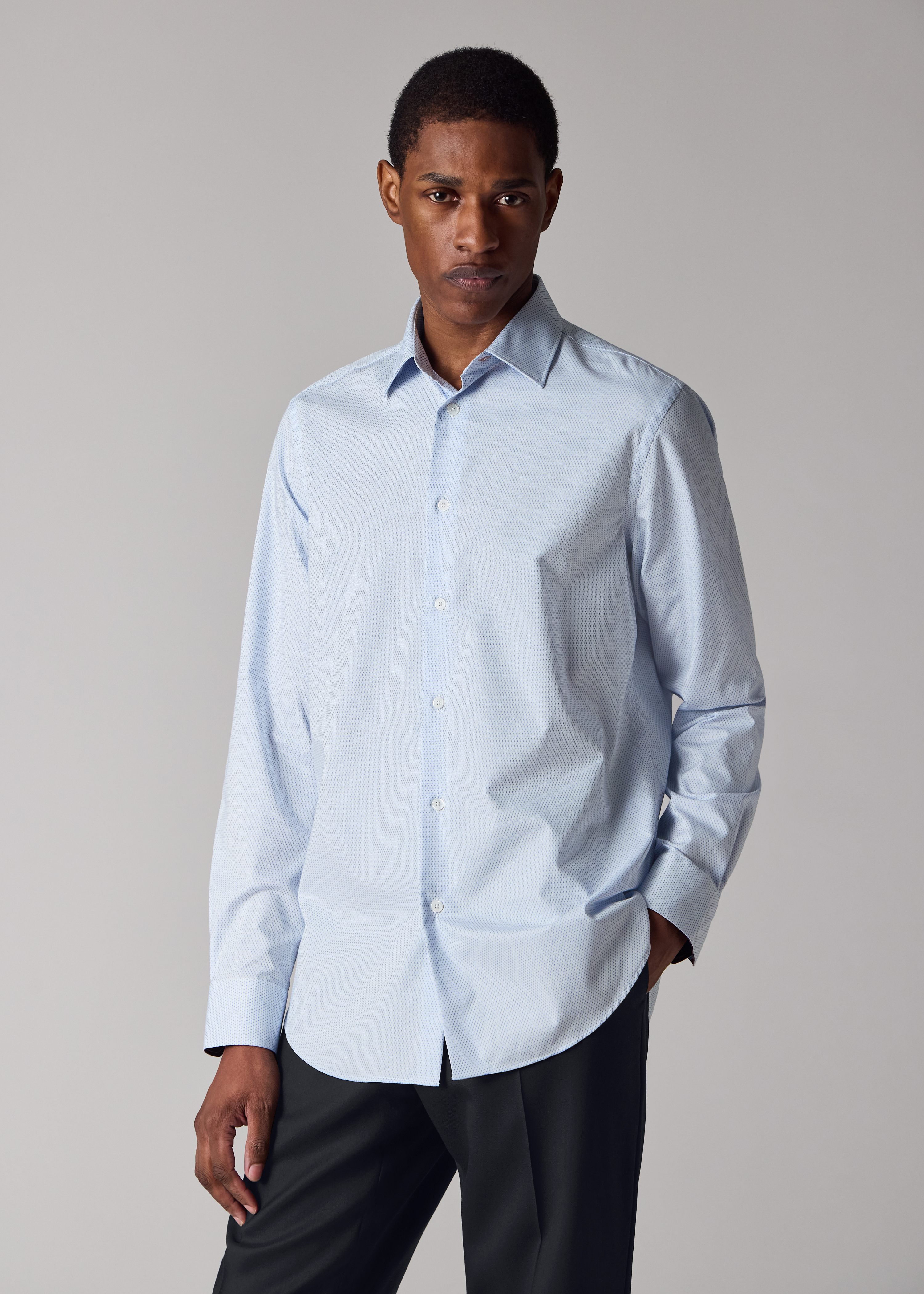 Tailored-Fit Light Blue Dot Easy Care Shirt