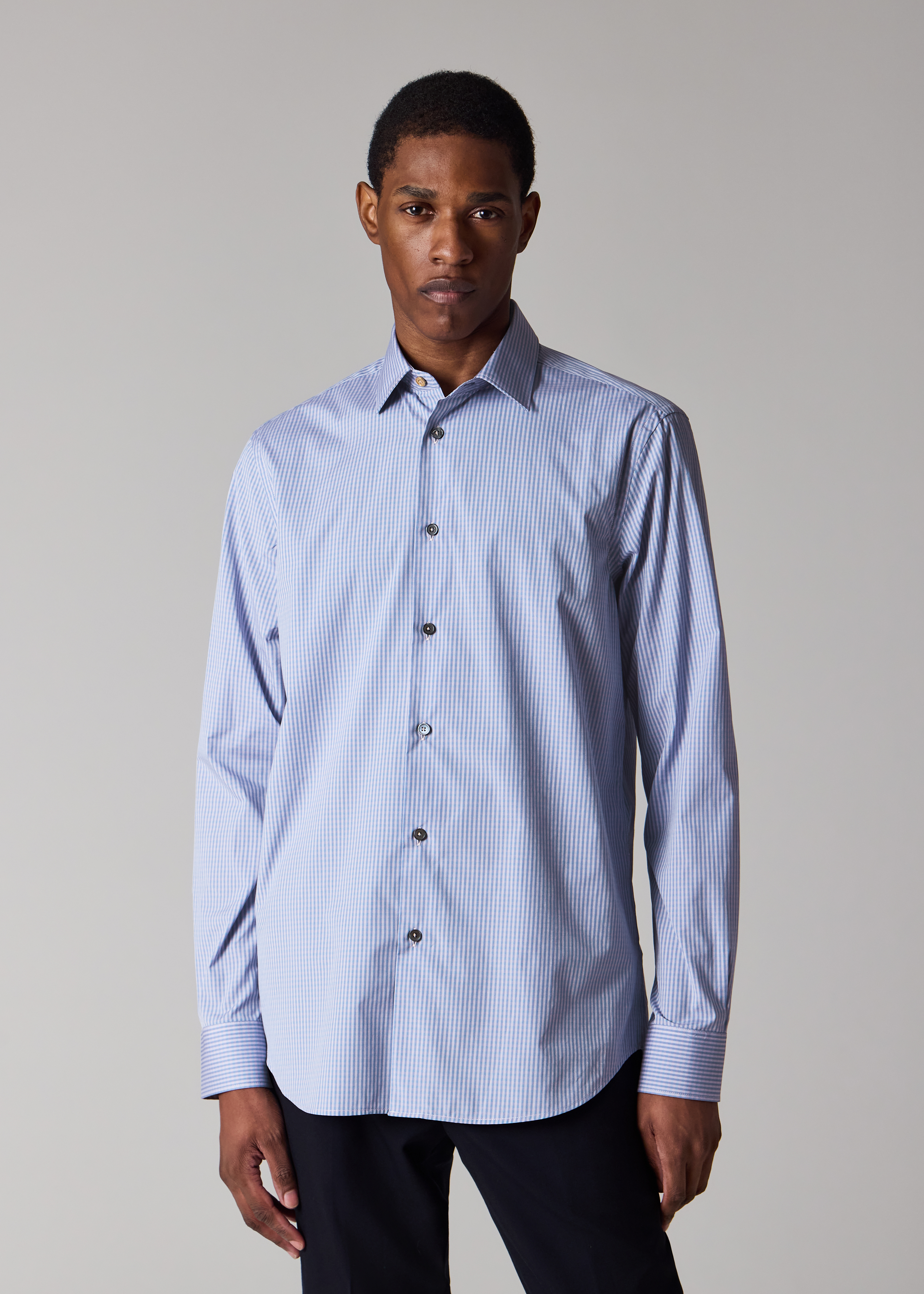 Tailored-Fit Blue and Lilac Gingham Shirt