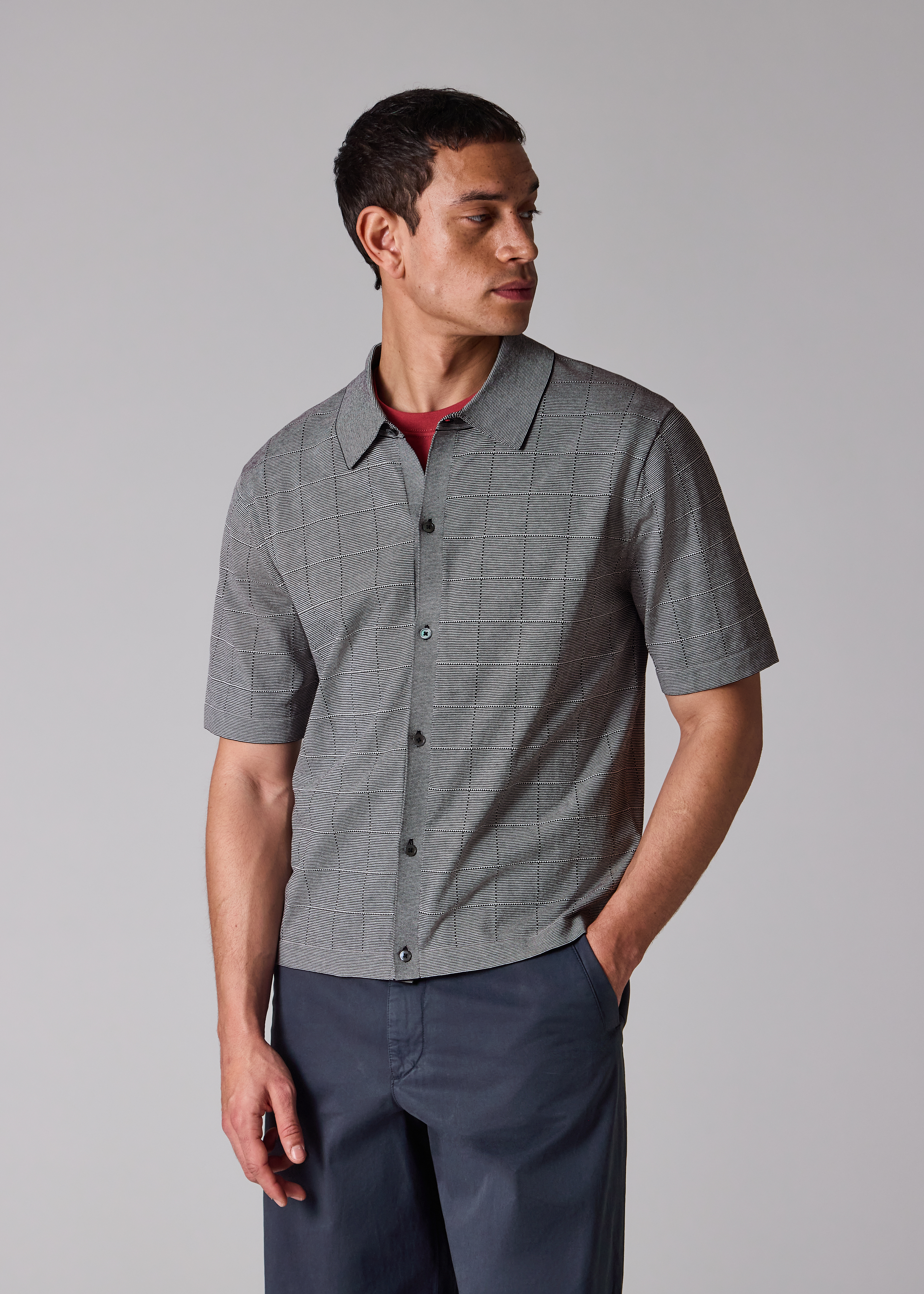 Navy Blue Organic Cotton Knitted Shirt