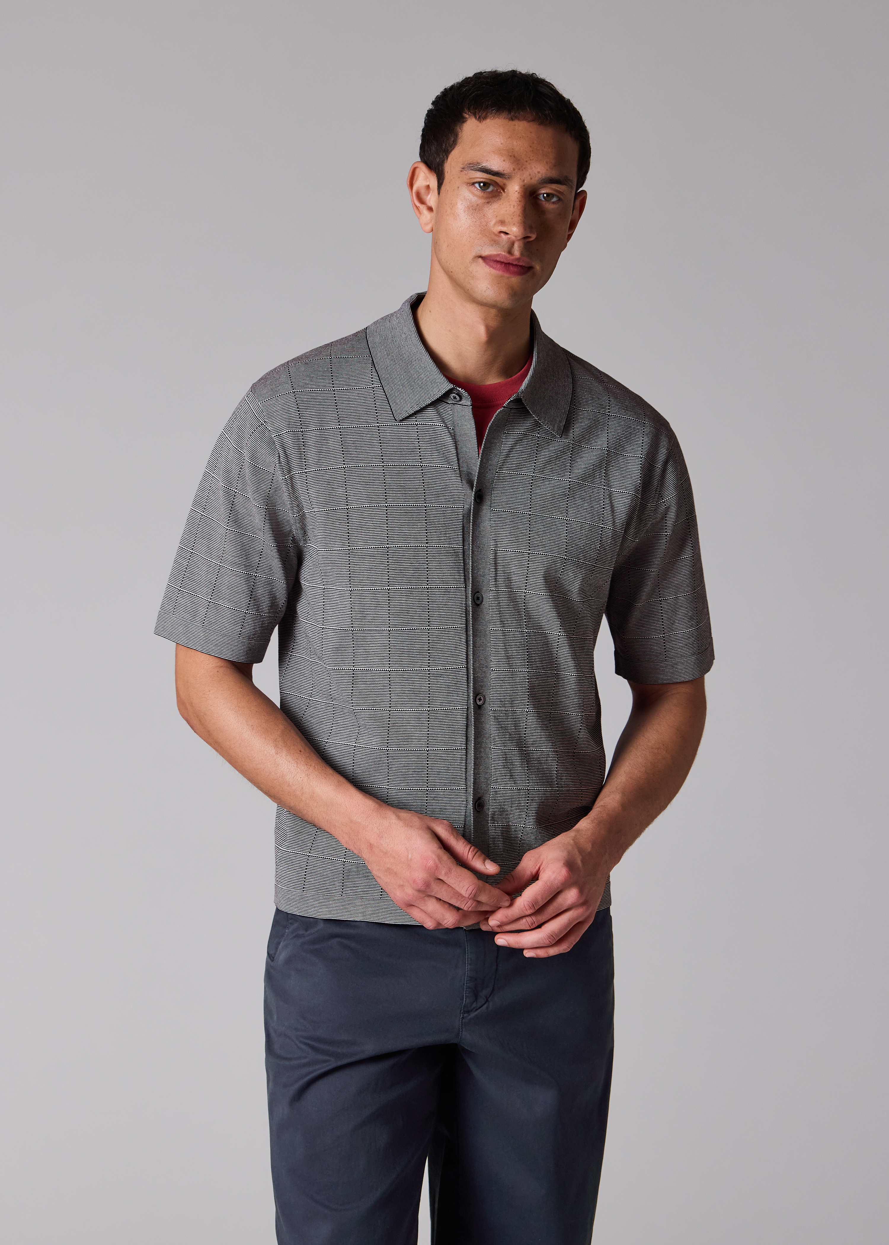 Navy Blue Organic Cotton Knitted Shirt