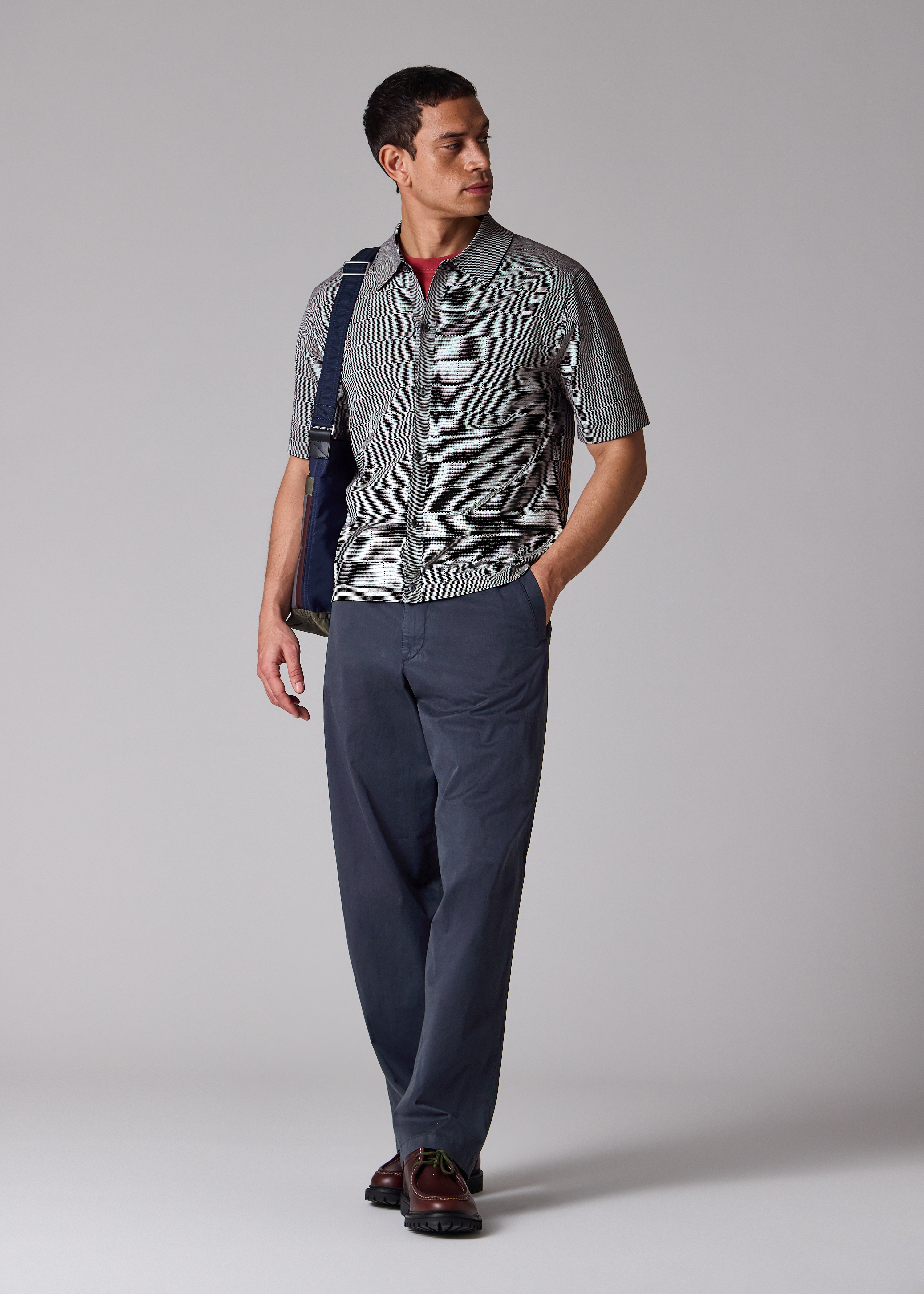 Navy Blue Organic Cotton Knitted Shirt