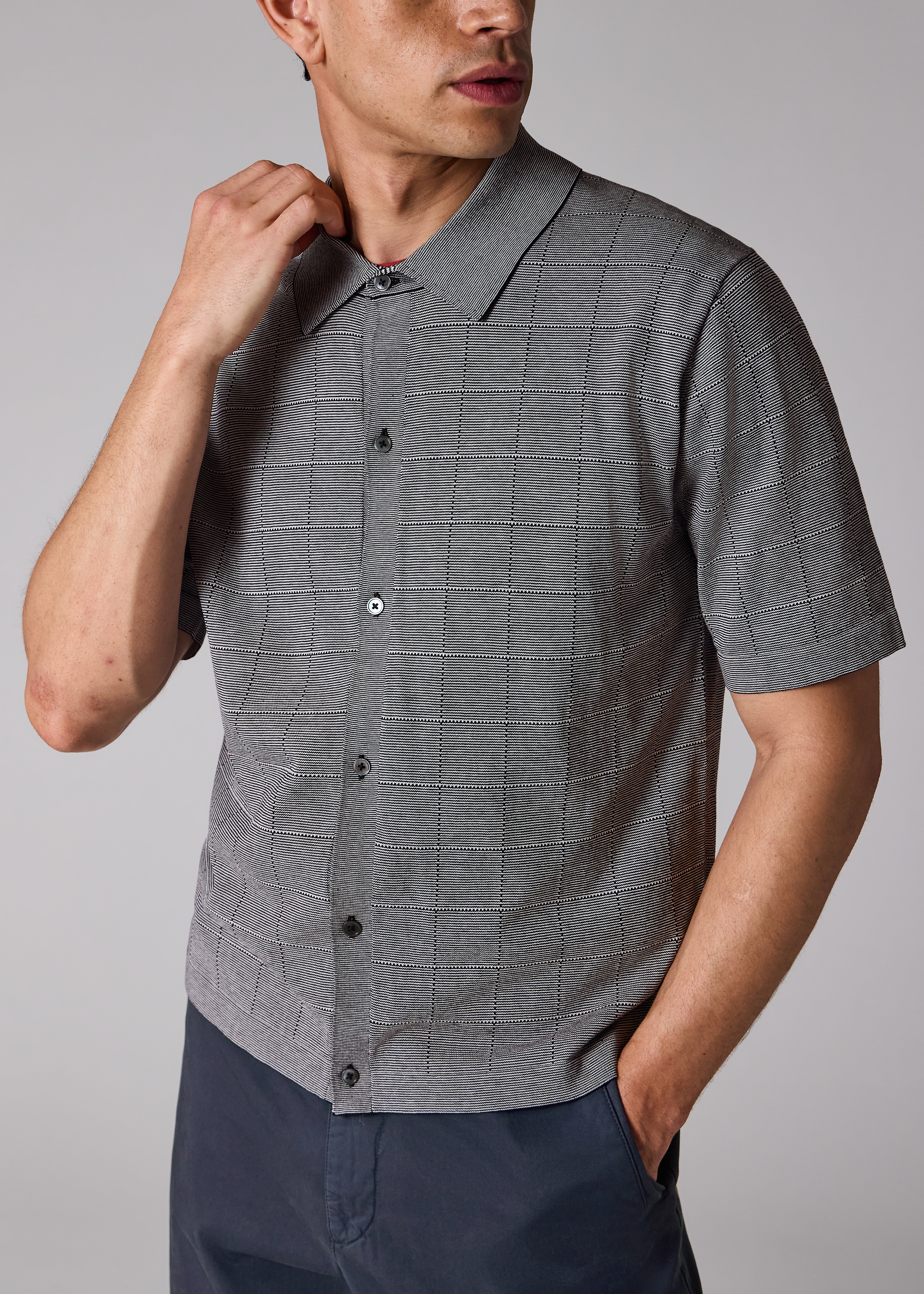 Navy Blue Organic Cotton Knitted Shirt
