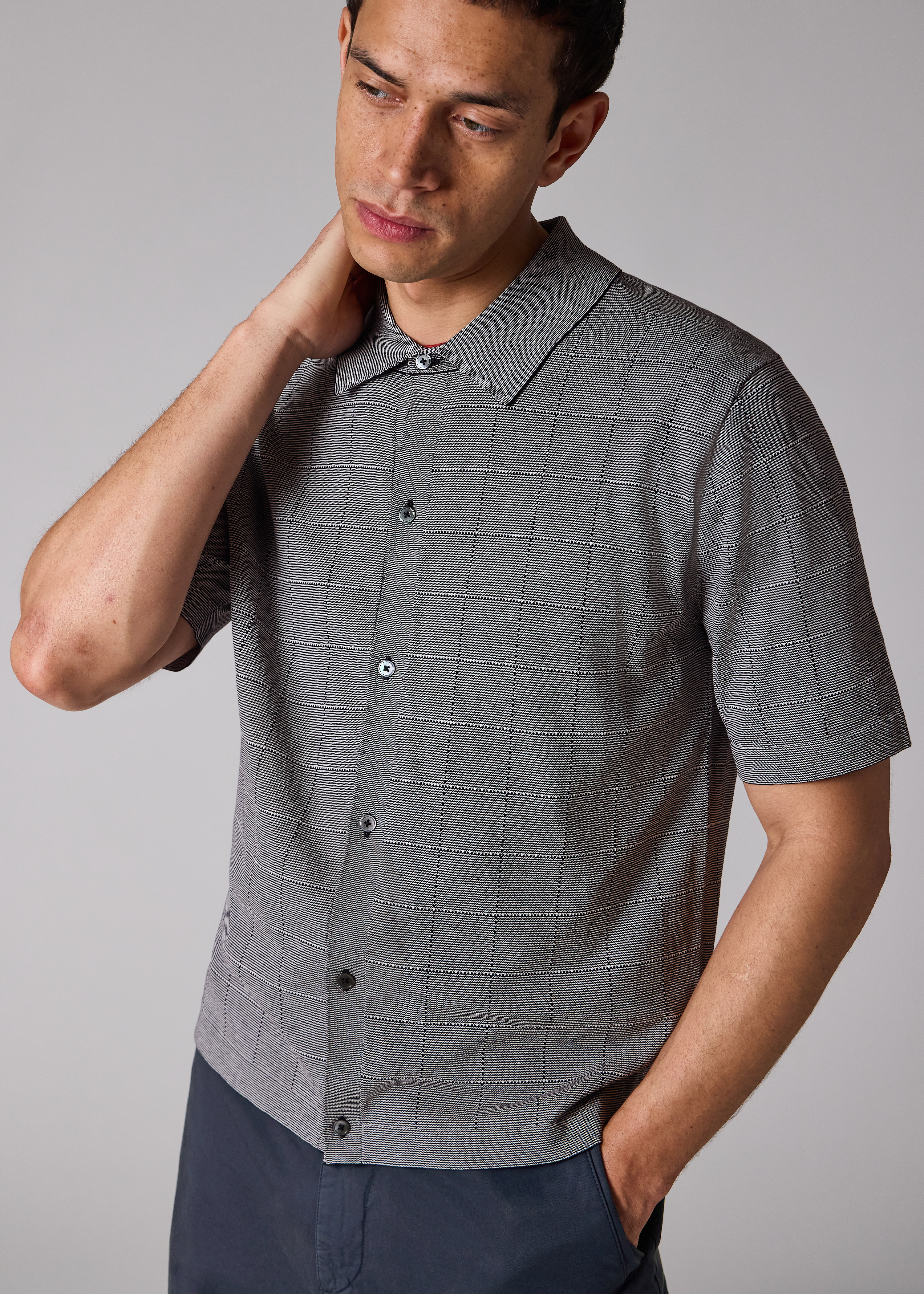 Navy Blue Organic Cotton Knitted Shirt
