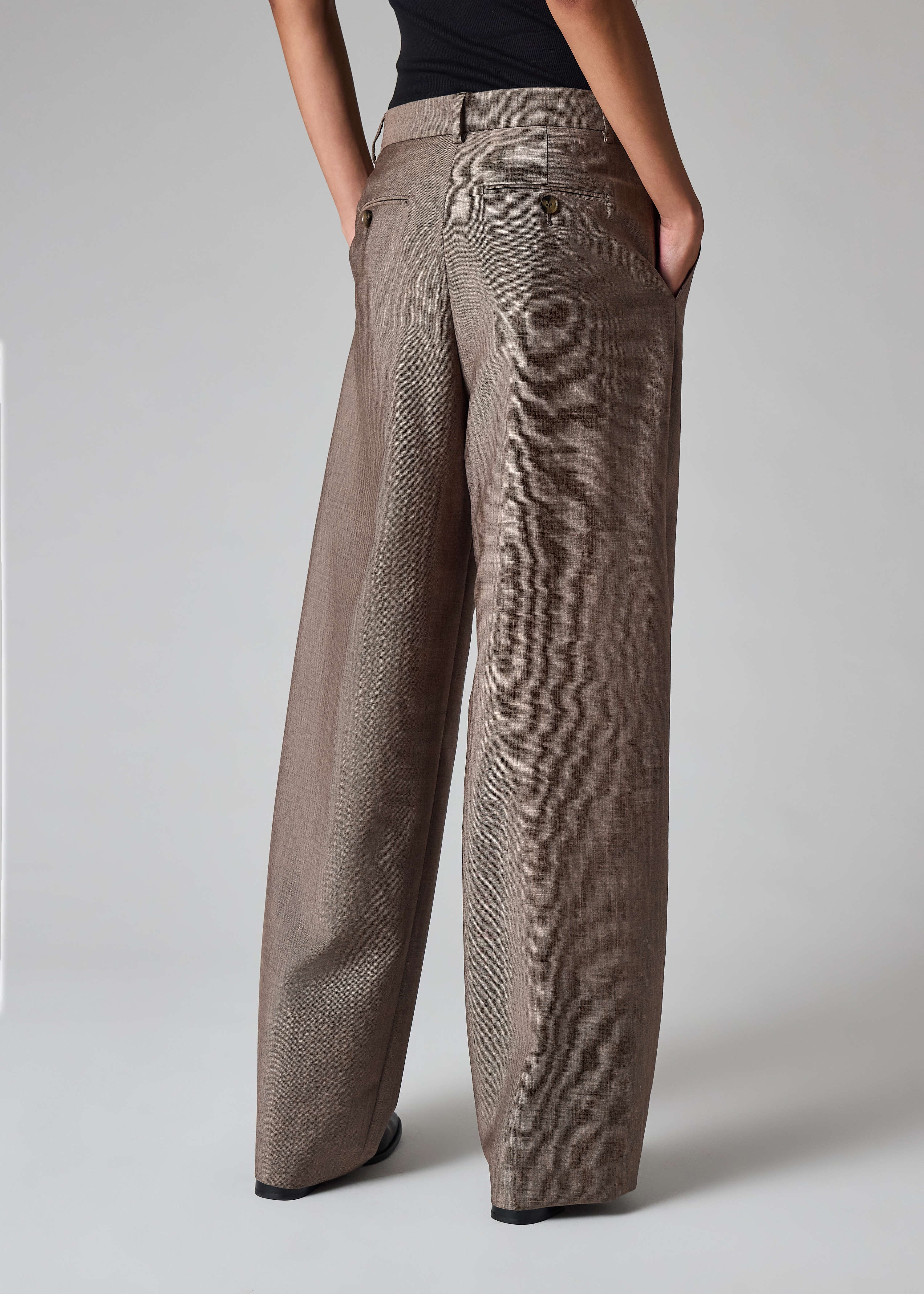 Women's Brown Mohair-Wool Wide-Leg Trousers