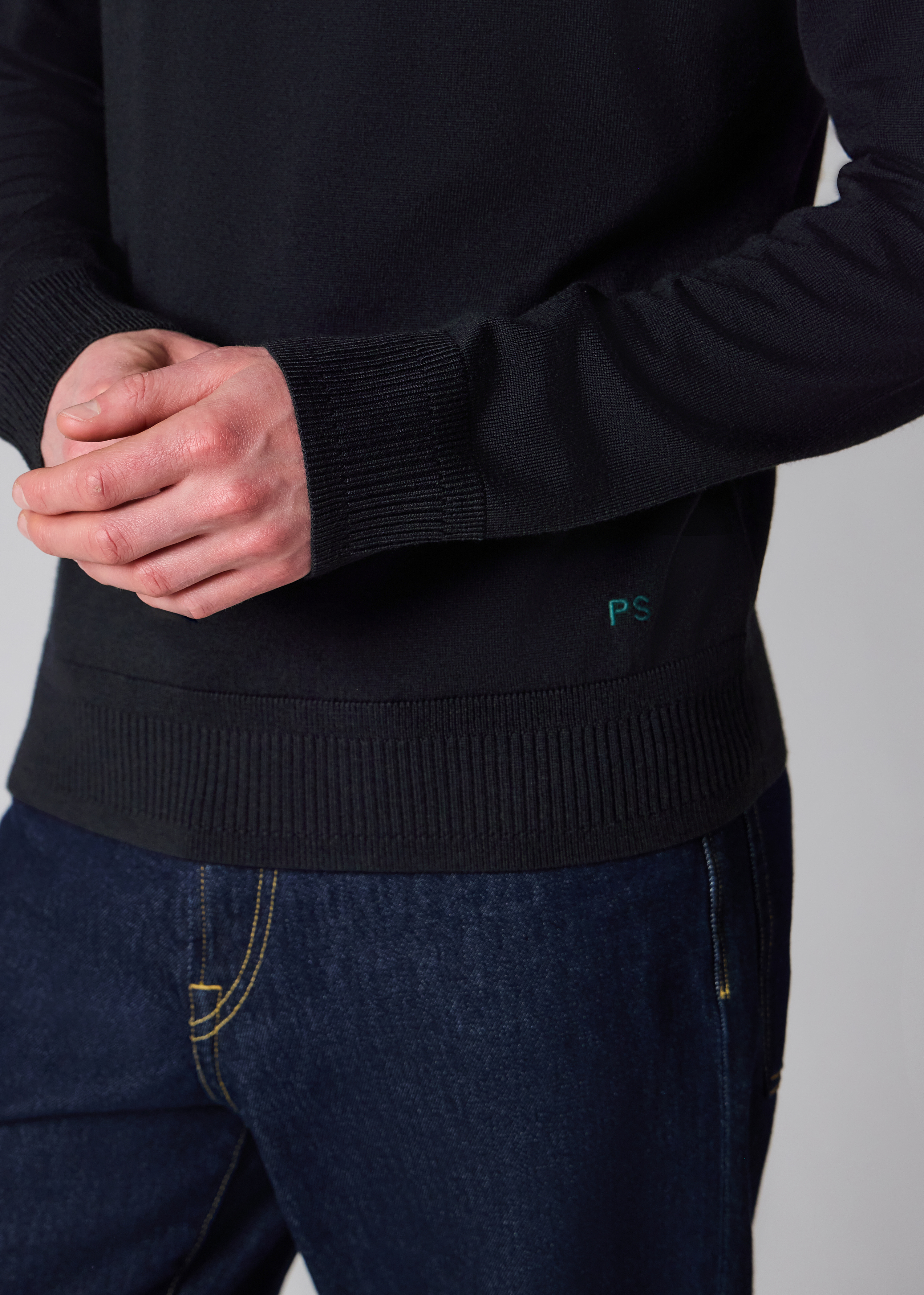 Navy Merino Wool Knitted Polo Shirt