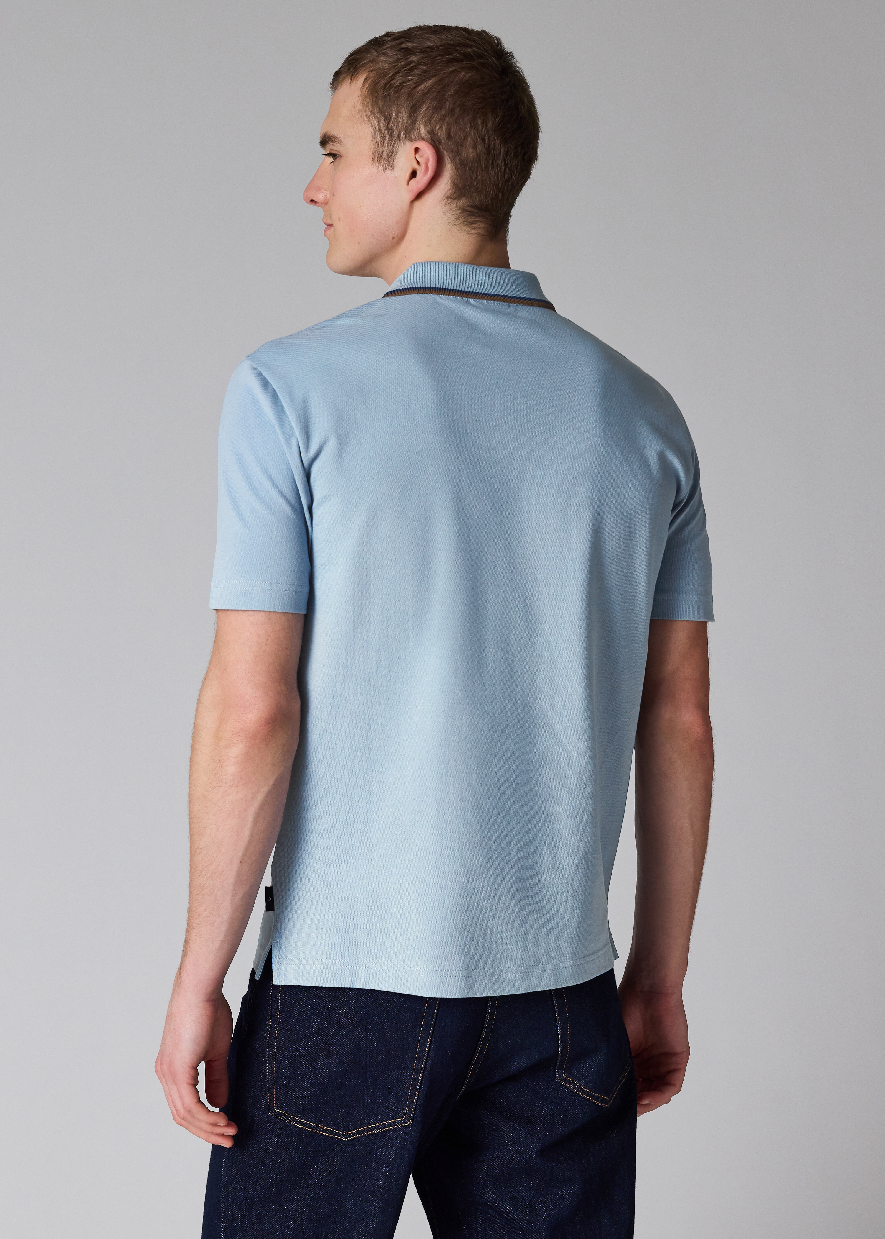 Pale Blue Button-Through Polo Shirt