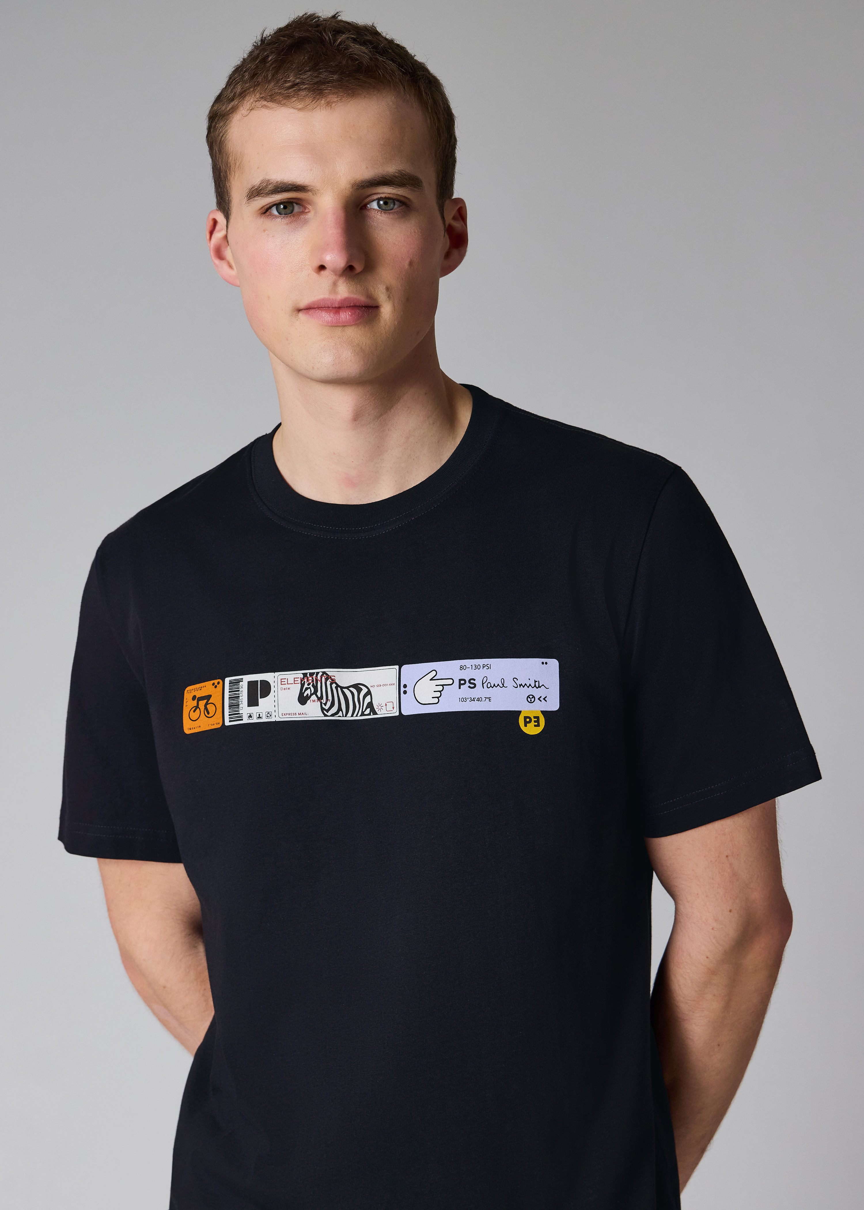 Navy 'Tickets' Print T-Shirt