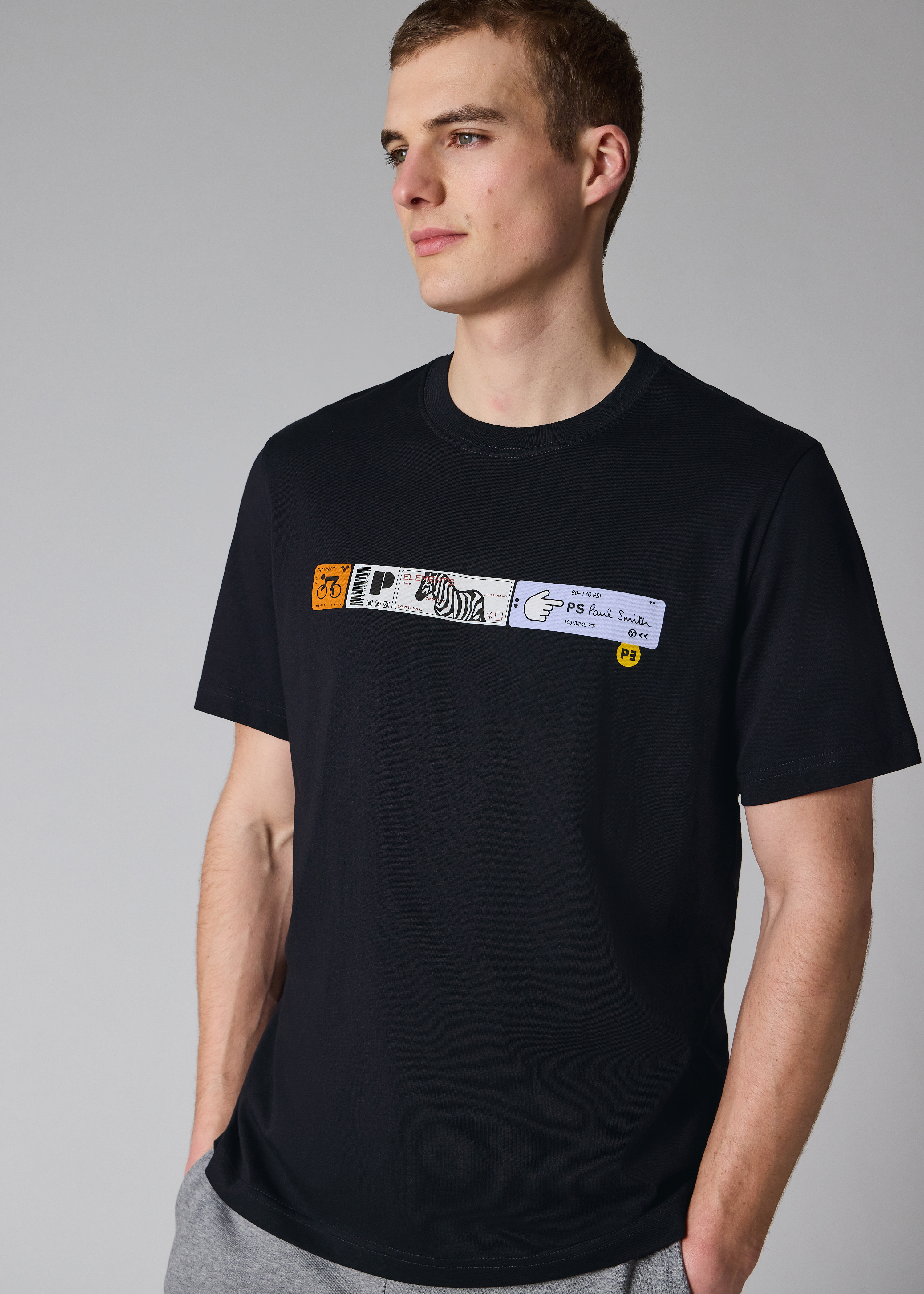 Navy 'Tickets' Print T-Shirt