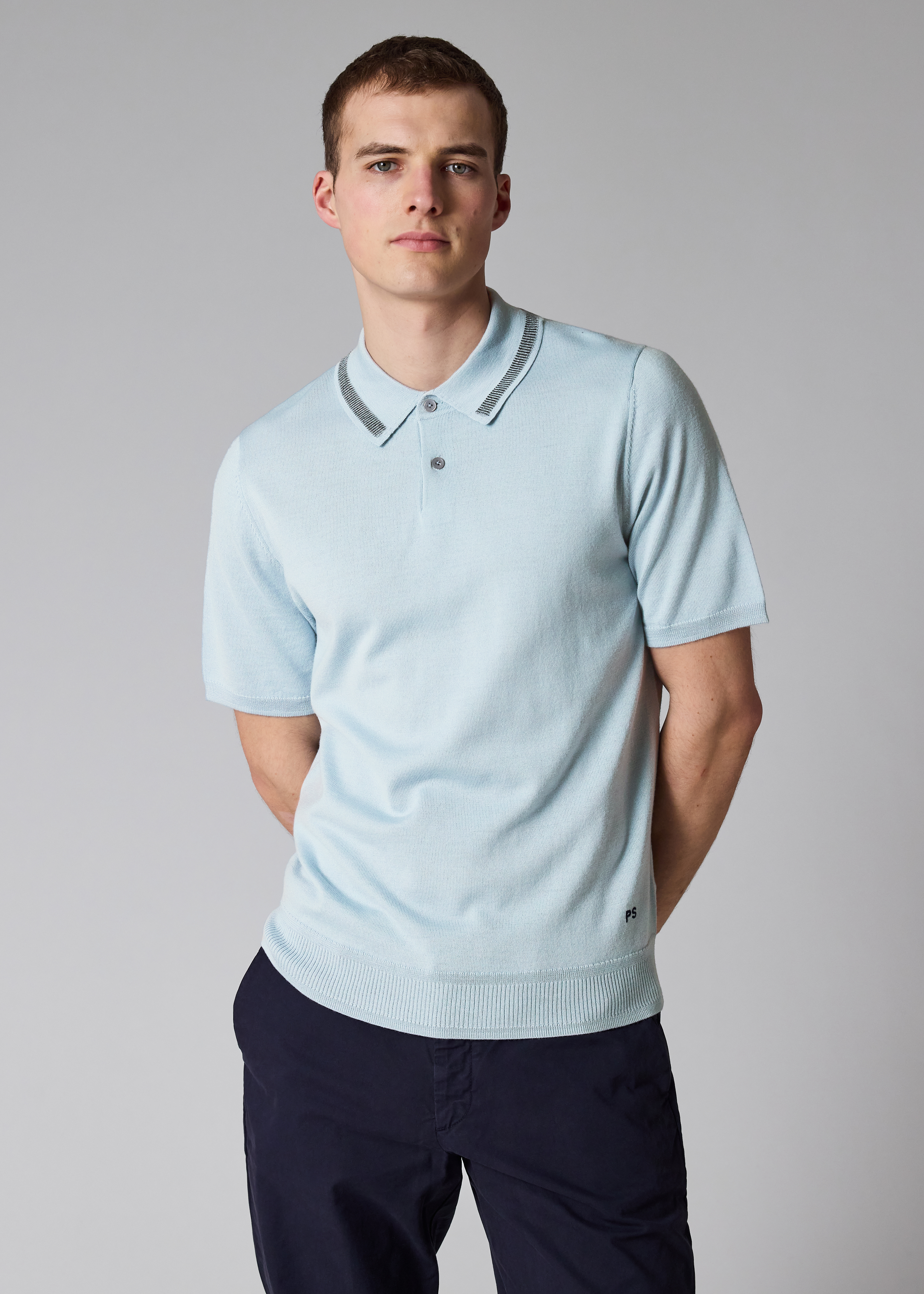 Light Blue Merino Wool Polo Shirt
