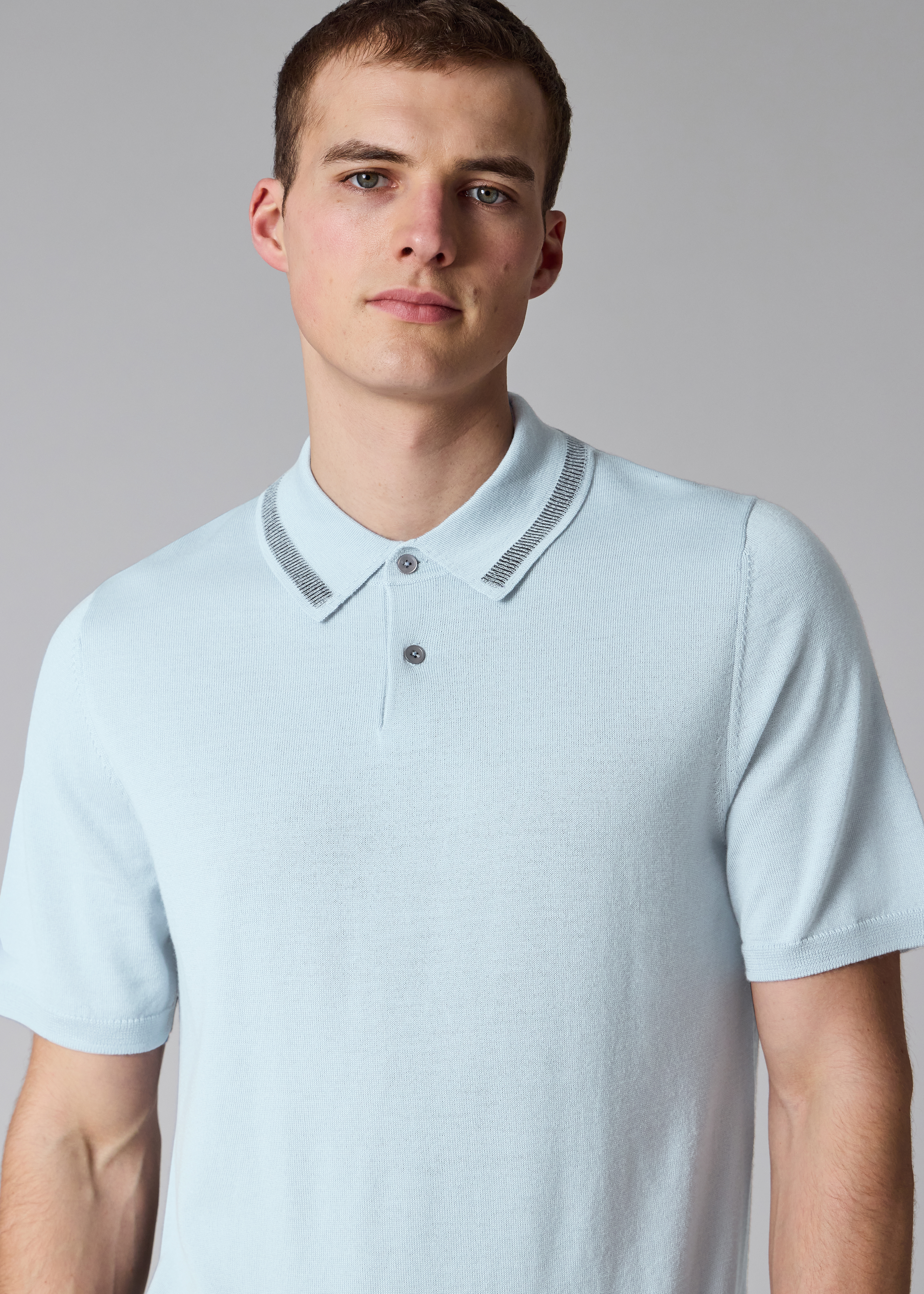 Light Blue Merino Wool Polo Shirt