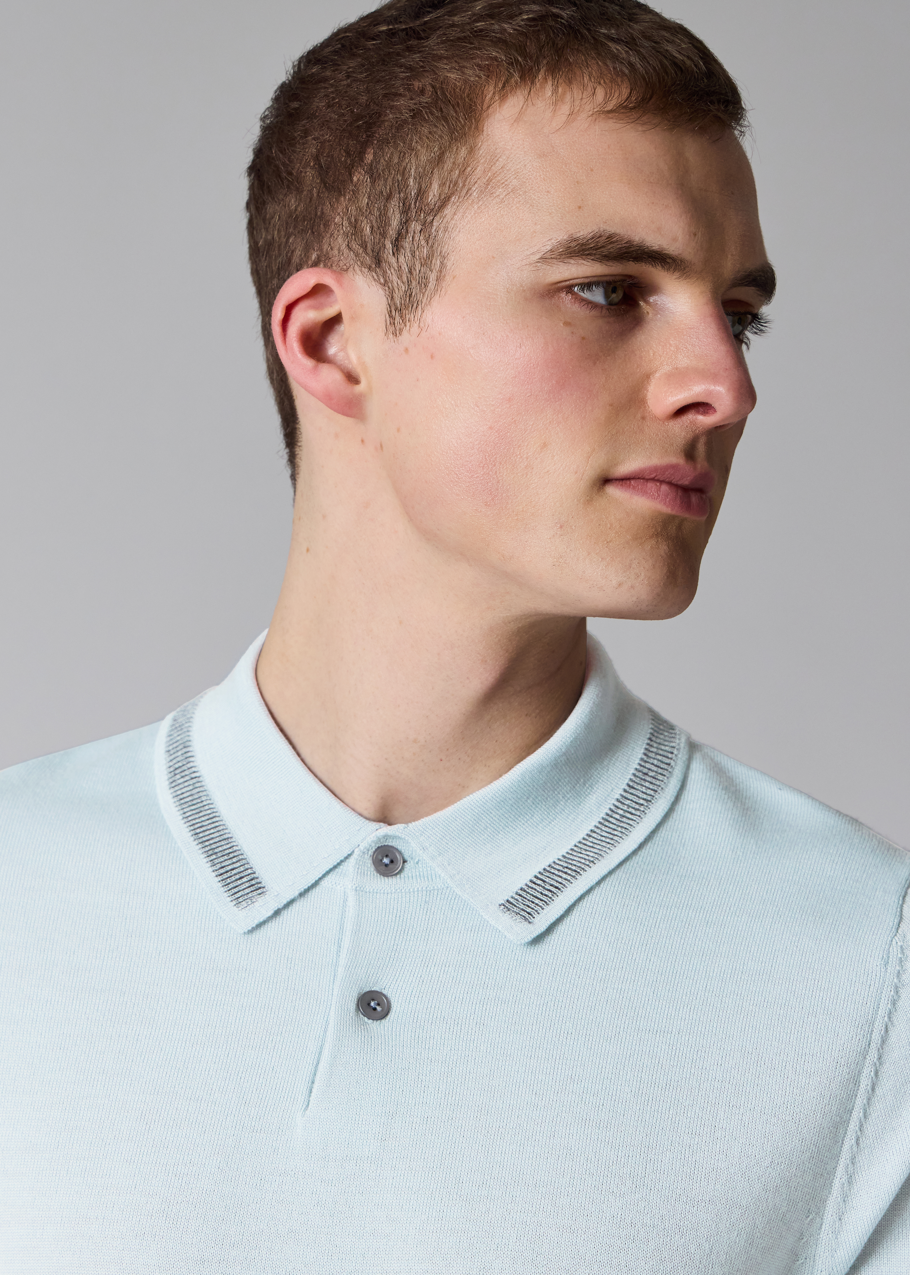 Light Blue Merino Wool Polo Shirt