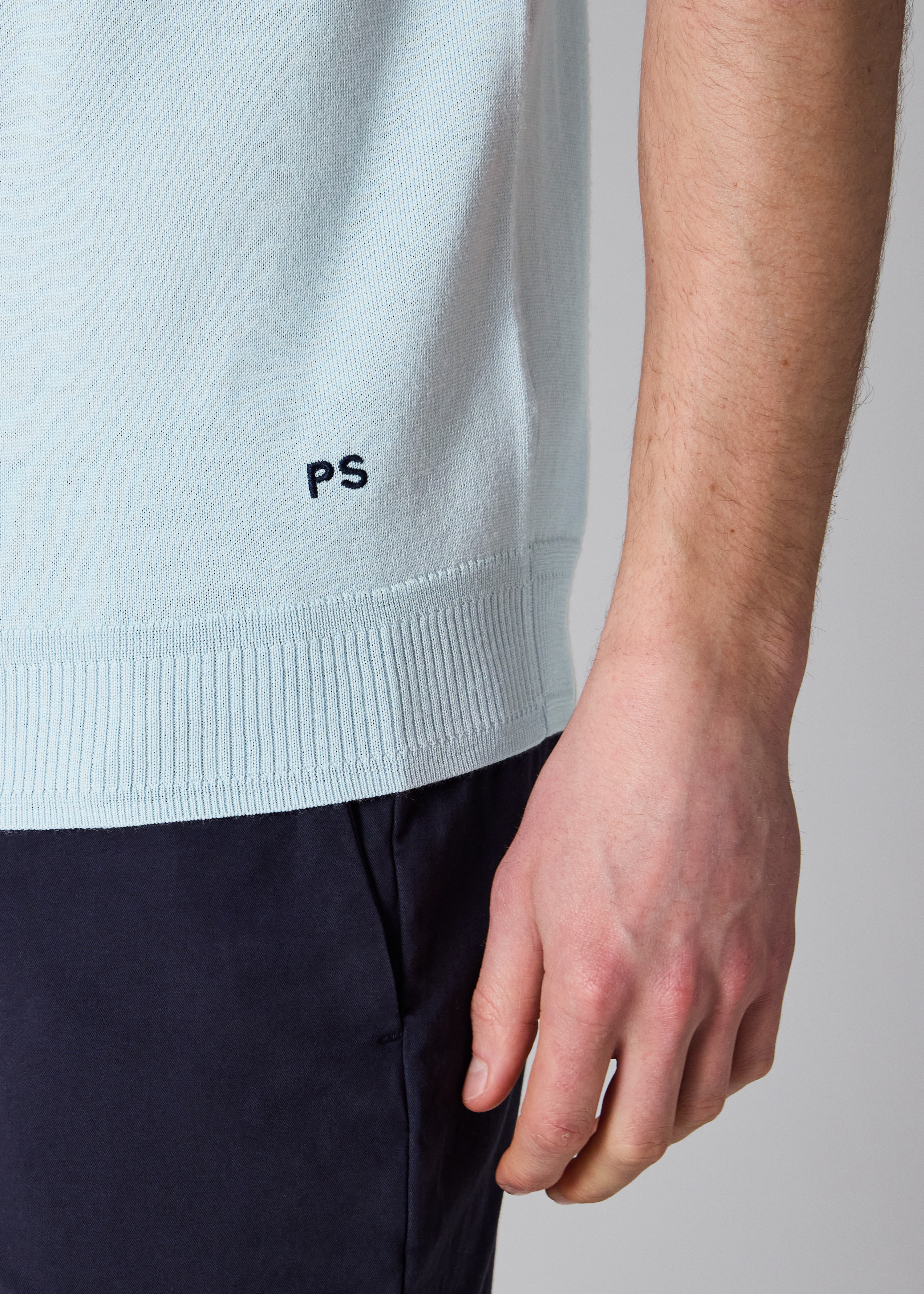 Light Blue Merino Wool Polo Shirt
