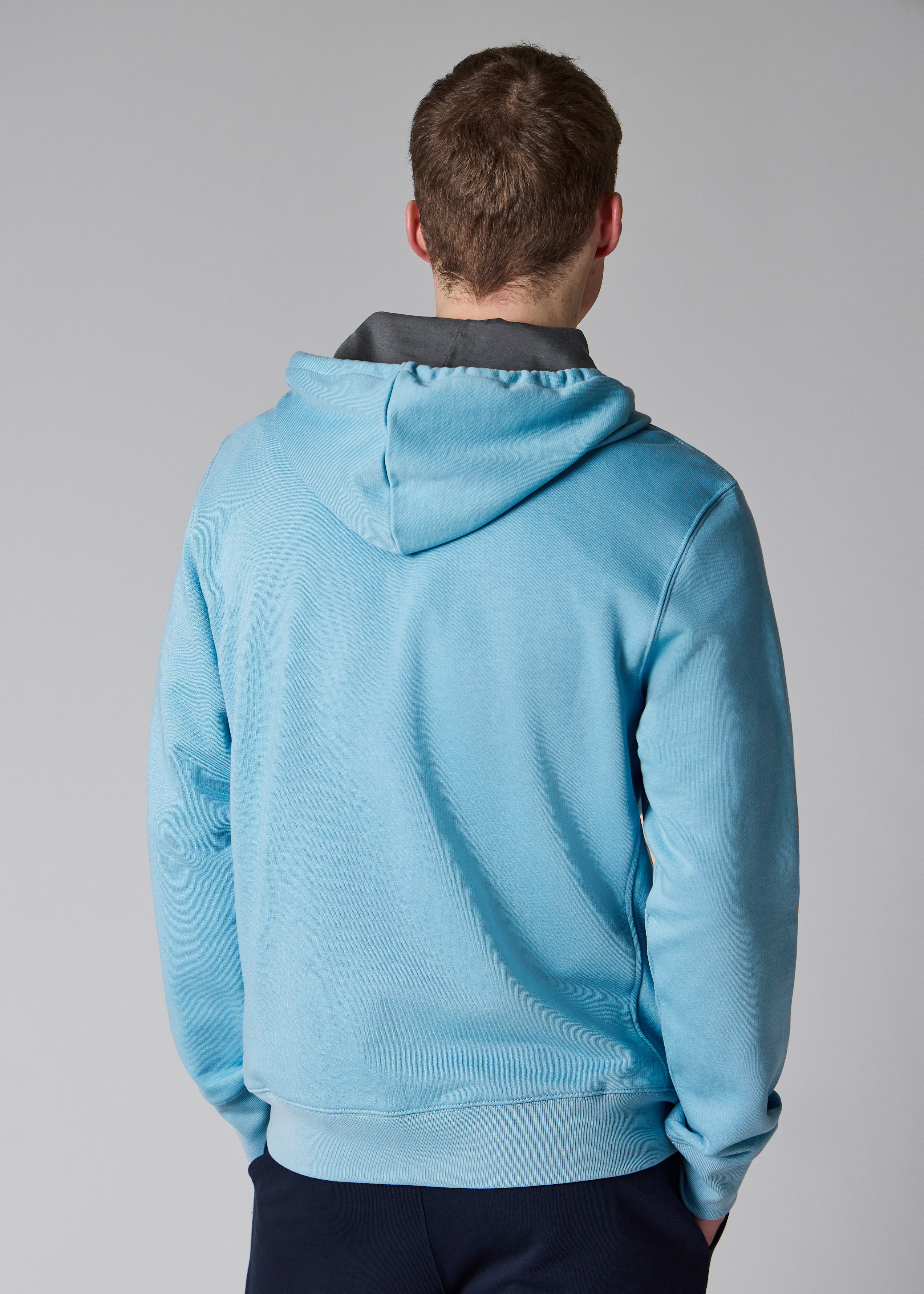Sky Blue Cotton Zip-Front Zebra Logo Hoodie