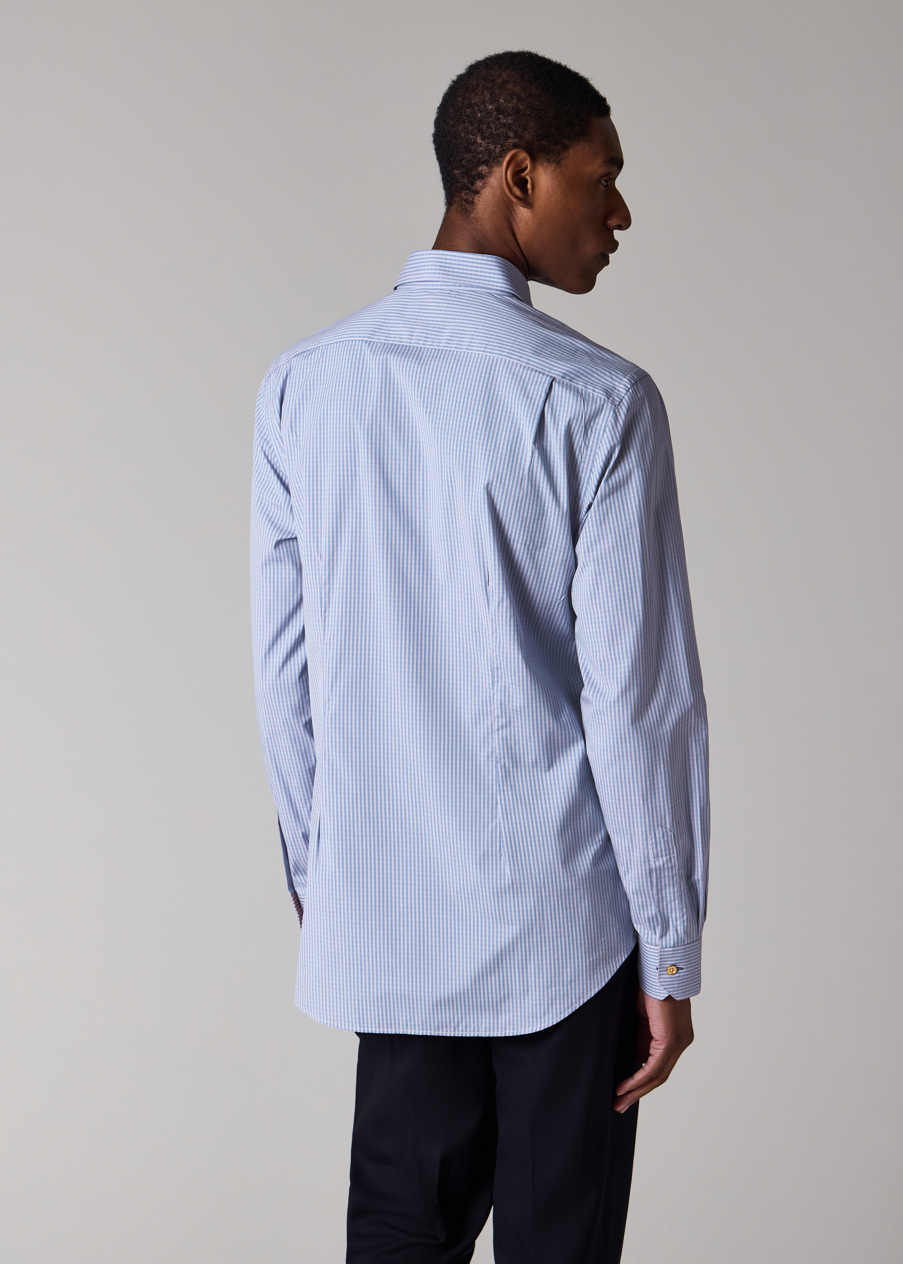 Tailored-Fit Blue and Lilac Gingham Shirt