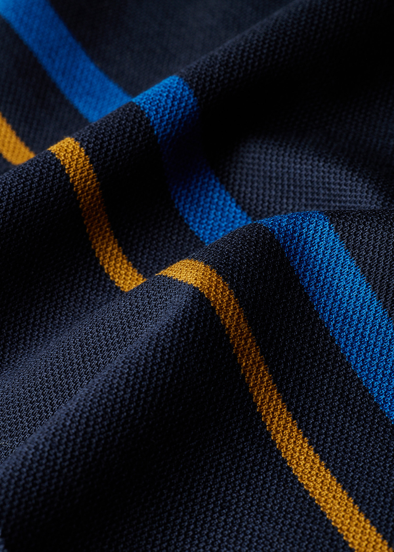 Navy Stripe Cotton Polo Shirt