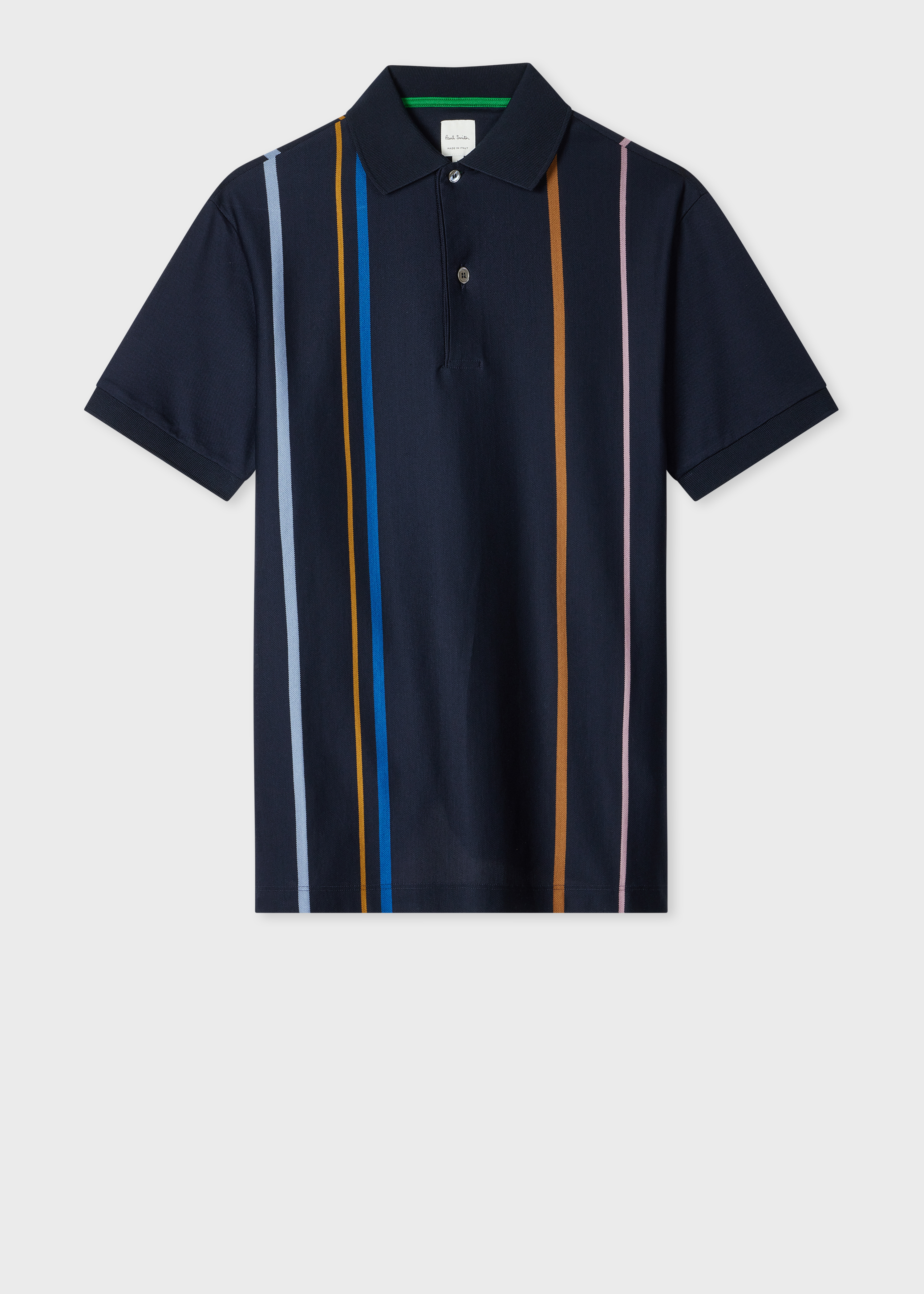 Navy Stripe Cotton Polo Shirt