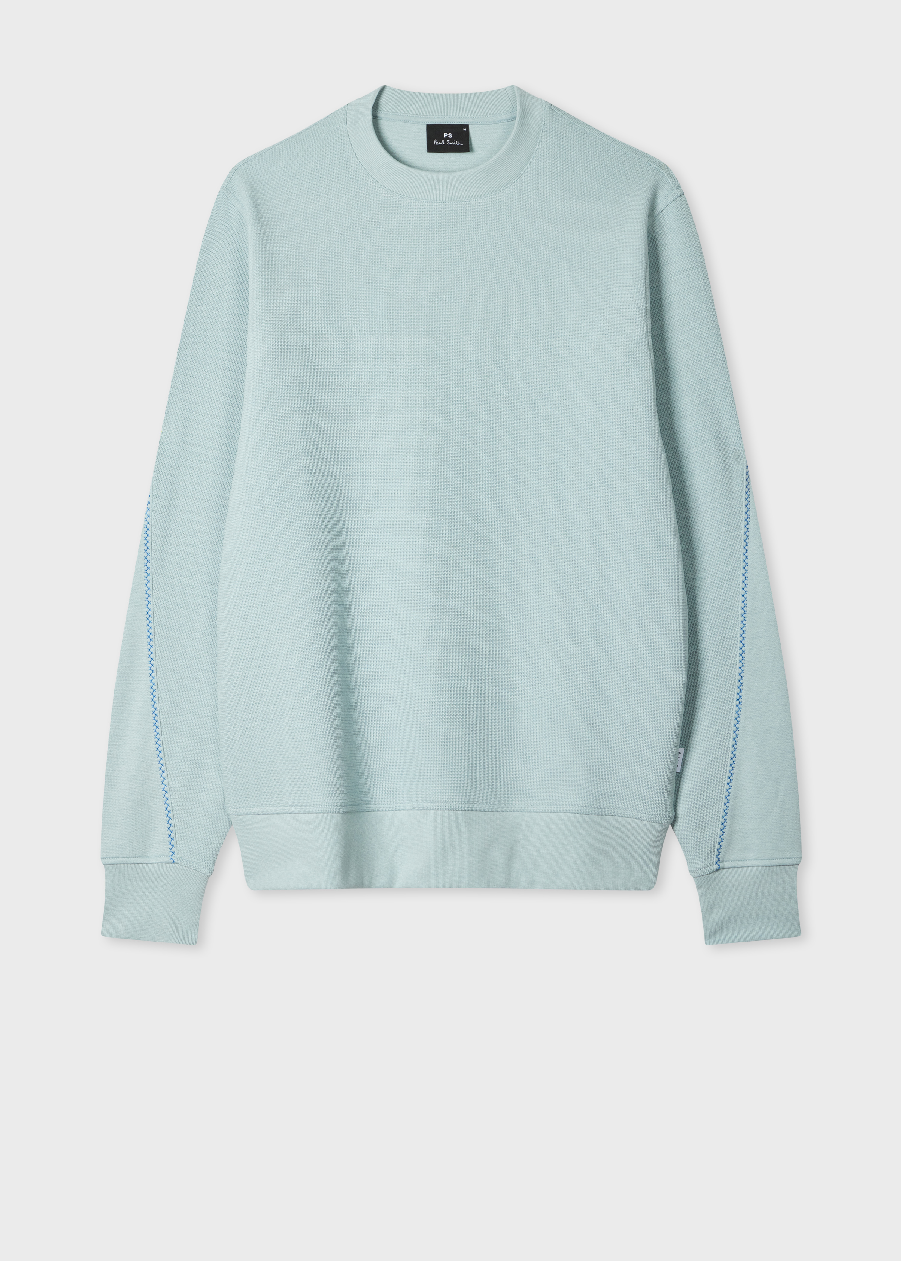 Light Blue Textured Sweatshirt with Contrast Embroidery