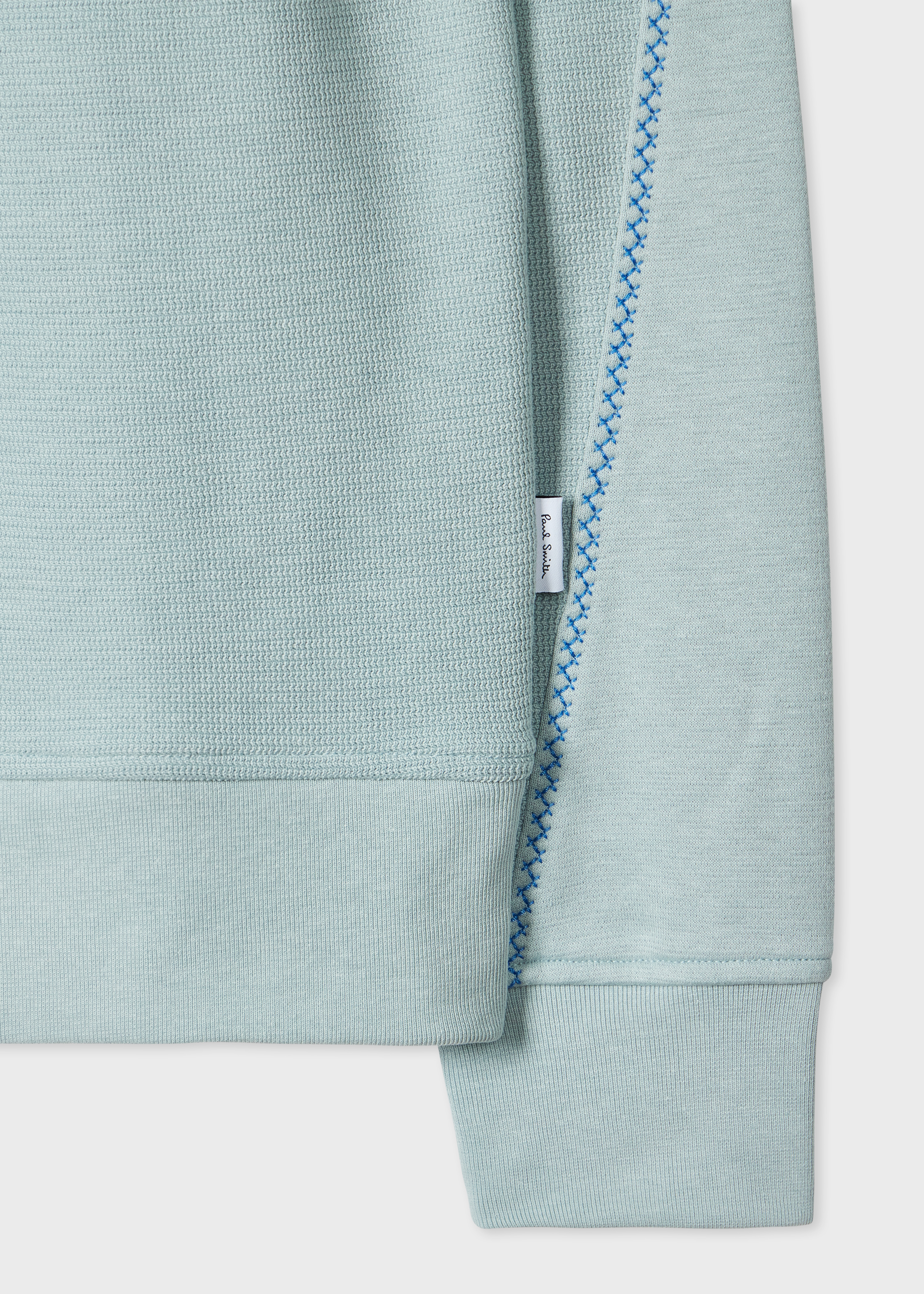Light Blue Textured Sweatshirt with Contrast Embroidery